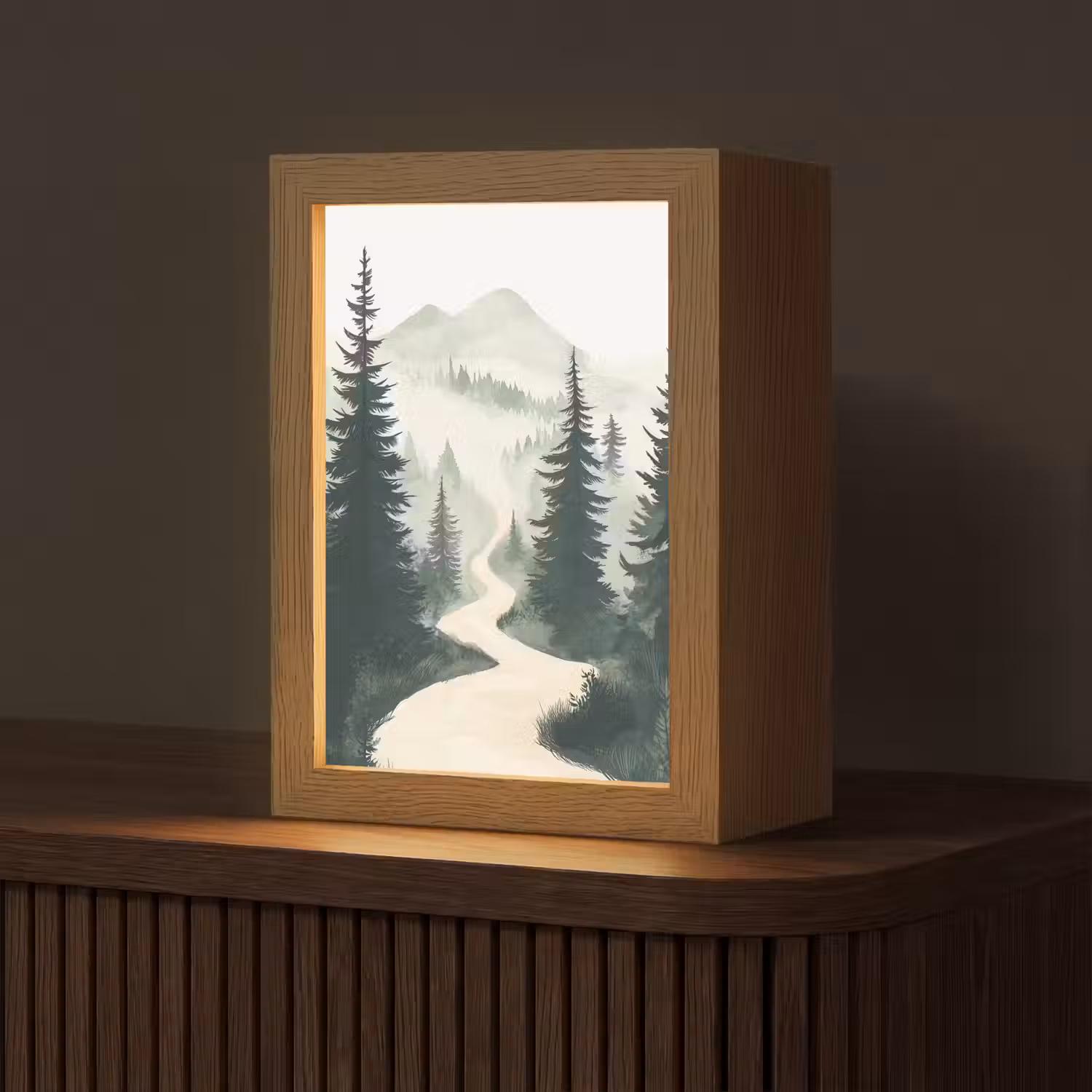 Pad - Bomen - Bos - Illustratie Light Box met kabel (Tafellamp) klein -z3d_website