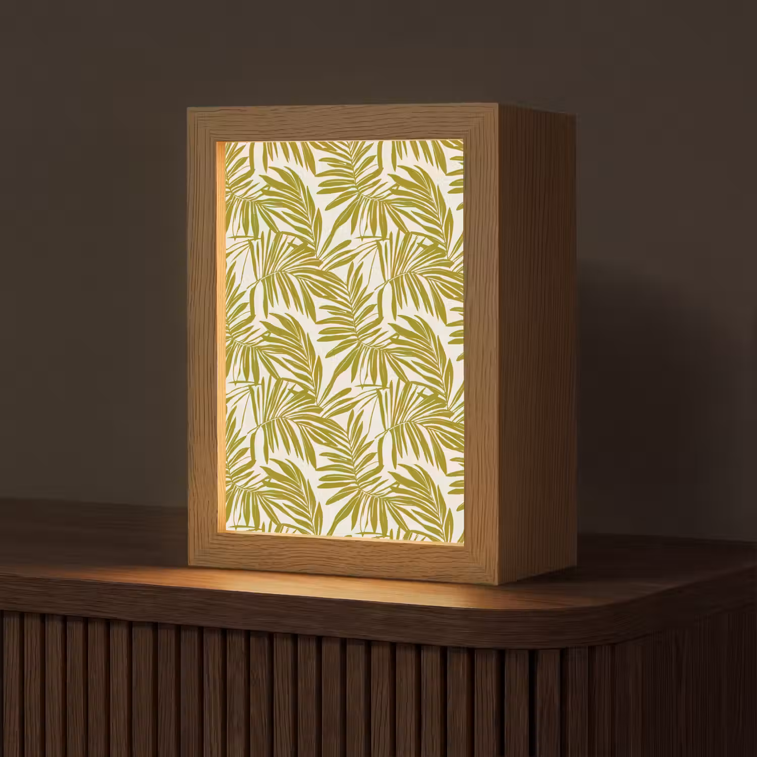 Palmblad - Patroon - Groen Light Box met kabel (Tafellamp) klein 925 -z3d_website