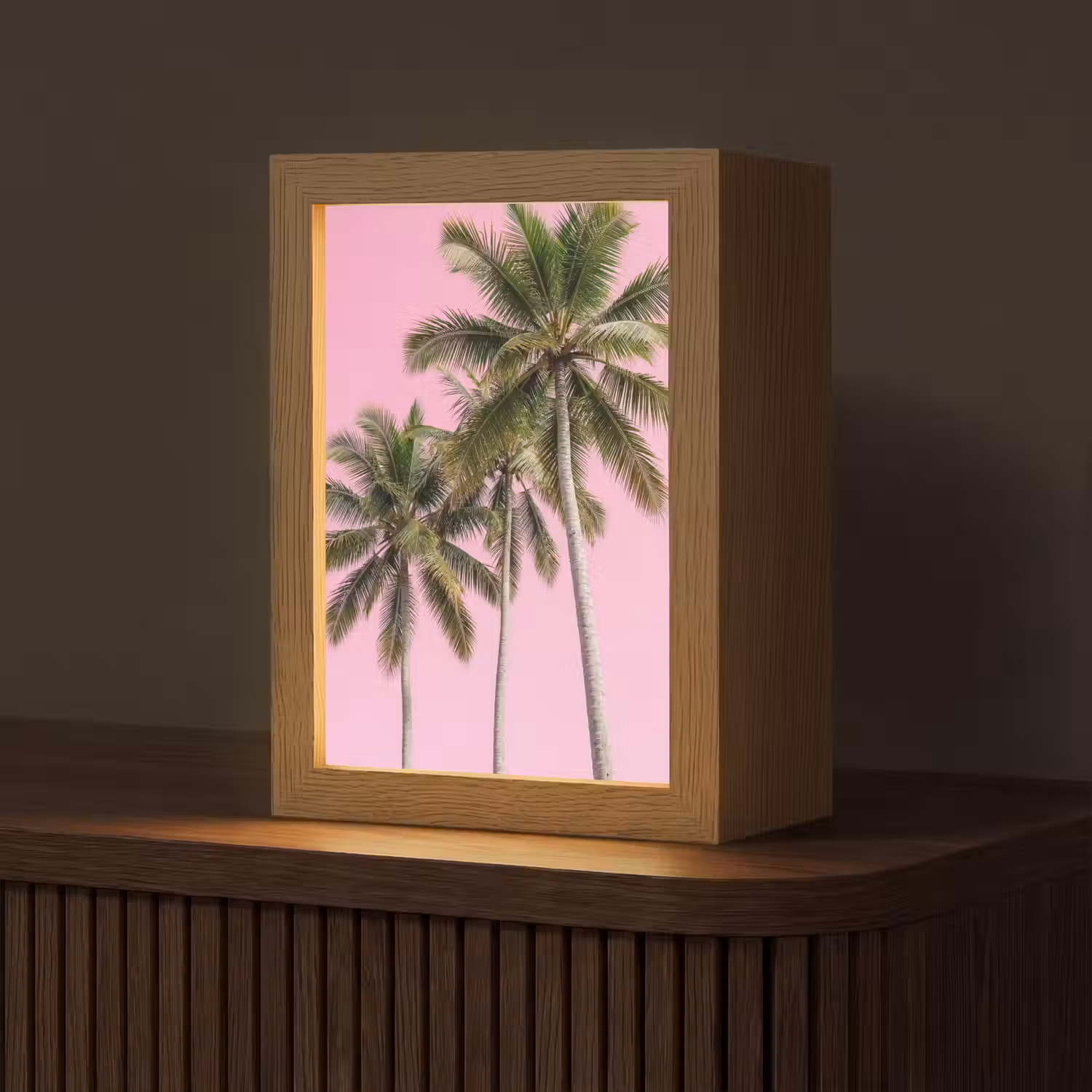 Palmboom - Tropisch - Pink Light Box met kabel (Tafellamp) klein -z3d_website
