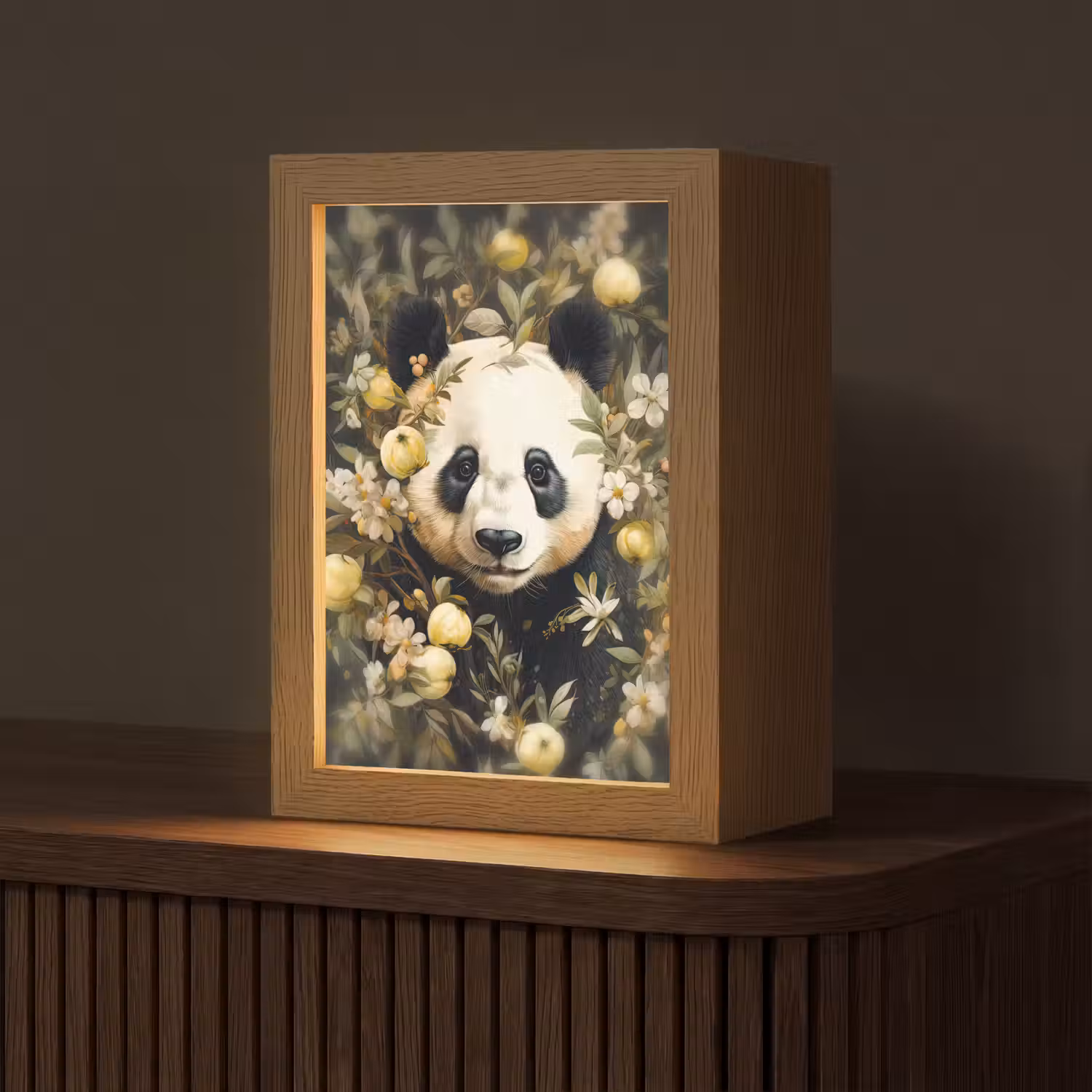 Panda - Pandabeer - Wilde dieren - Natuur - Bloemen Light Box met kabel (Tafellamp) klein -z3d_website