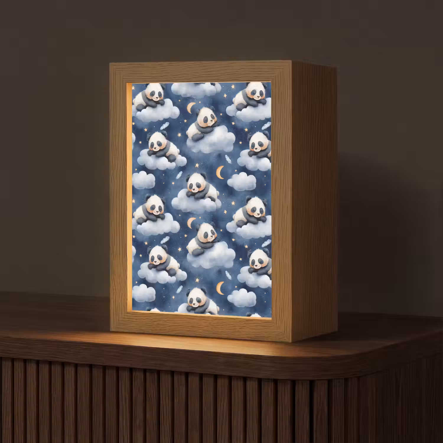 Panda's - Slapen - Blauw Light Box met kabel (Tafellamp) klein 925 -z3d_website