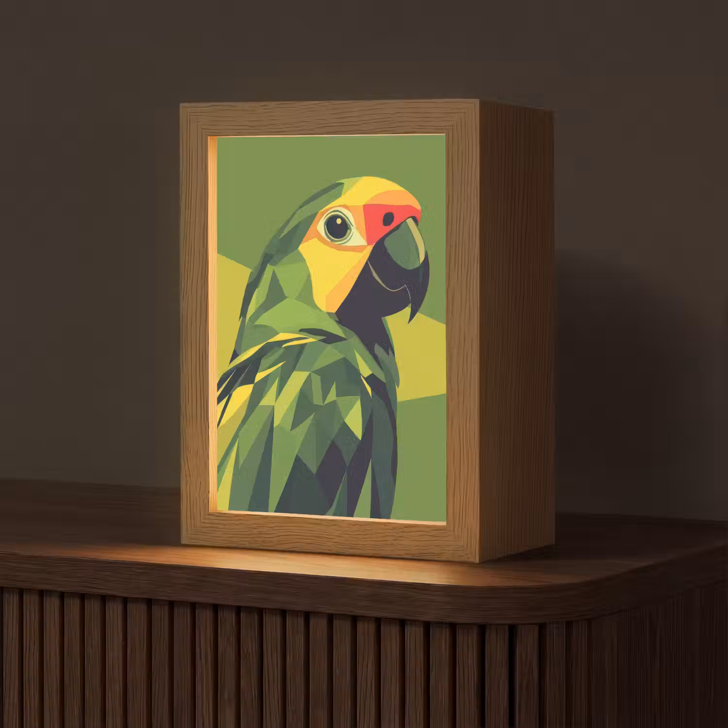 Papegaai - Groen - Snavel - Abstract Light Box met kabel (Tafellamp) klein -z3d_website
