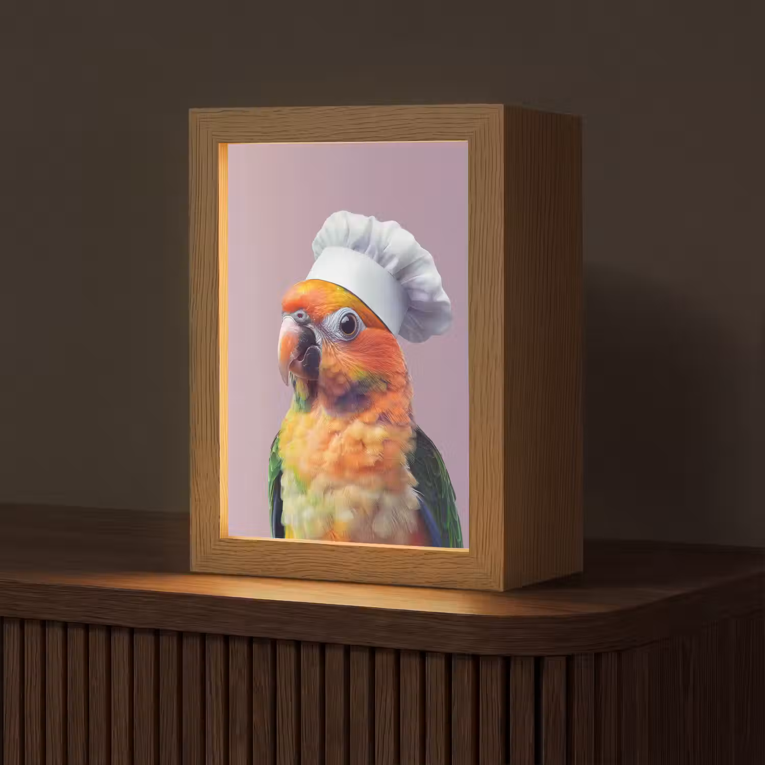 Papegaai - Koksmuts - Nieuwsgierig - Vogel Light Box met kabel (Tafellamp) klein -z3d_website