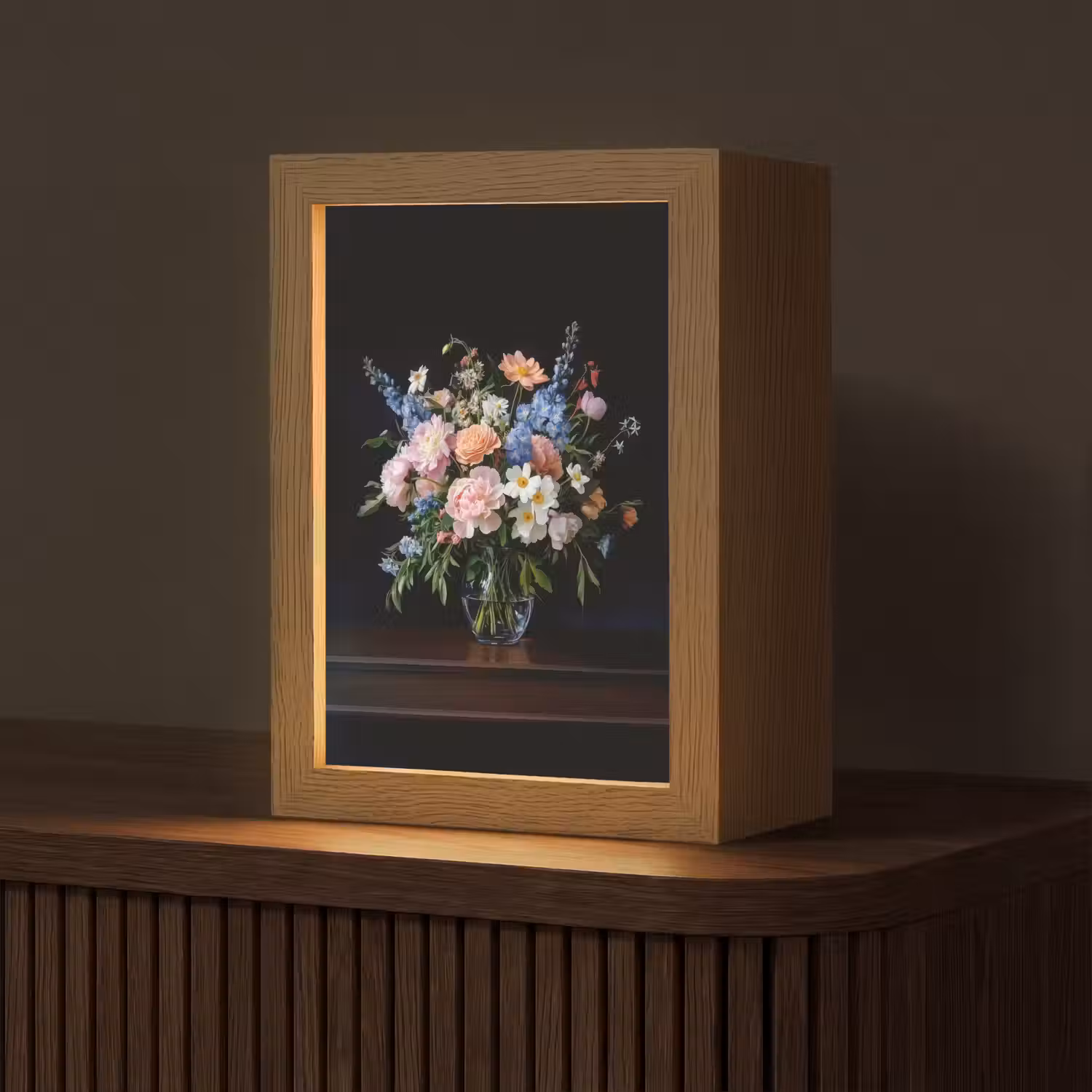 Pastel - Bloemen - Glazen - Vaas Light Box met kabel (Tafellamp) klein -z3d_website