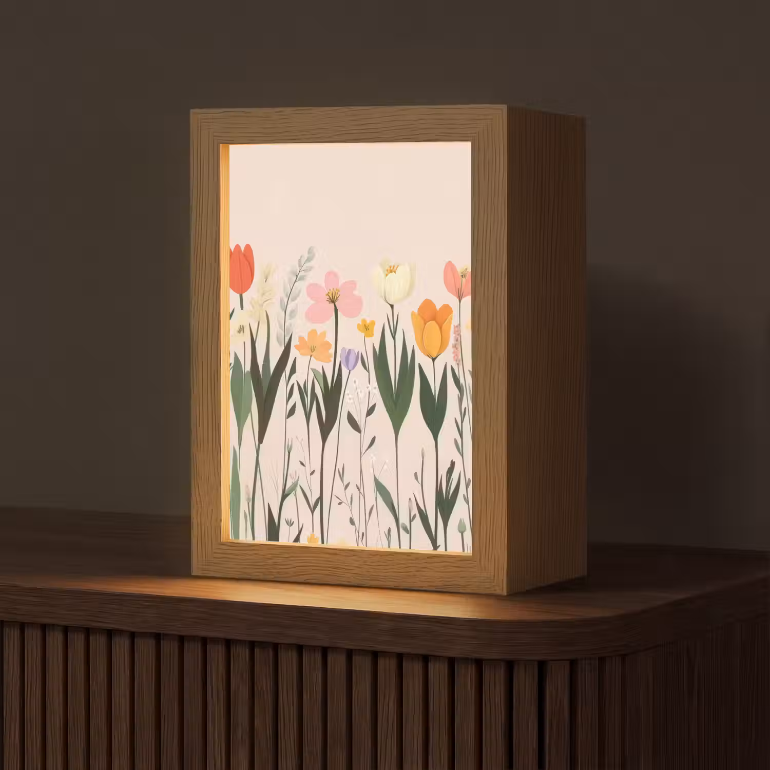 Pasteltinten - Bloemen - Illustratie Light Box met kabel (Tafellamp) klein -z3d_website