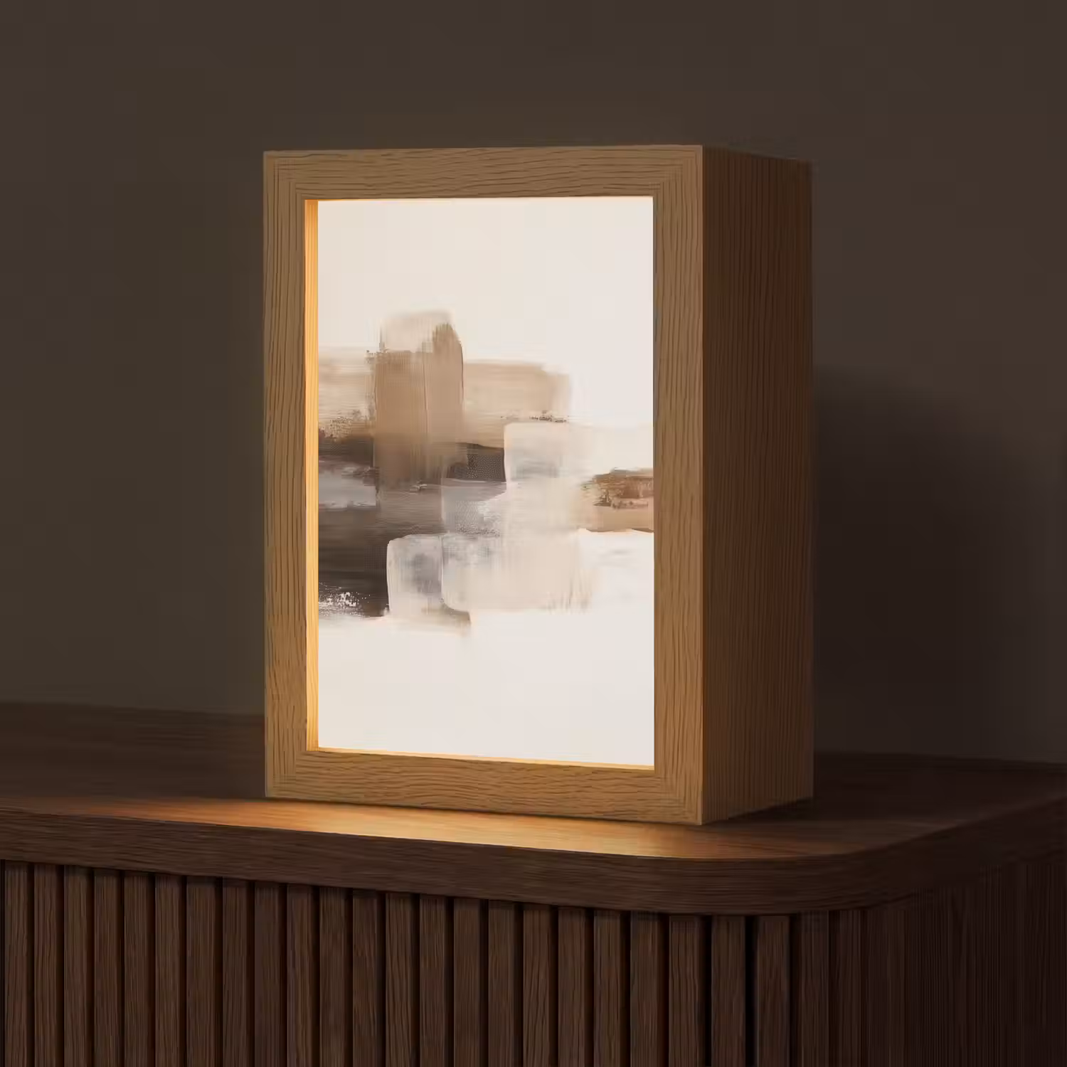 Penseelstreken - Abstract landschap - Rust Light Box met kabel (Tafellamp) klein -z3d_website
