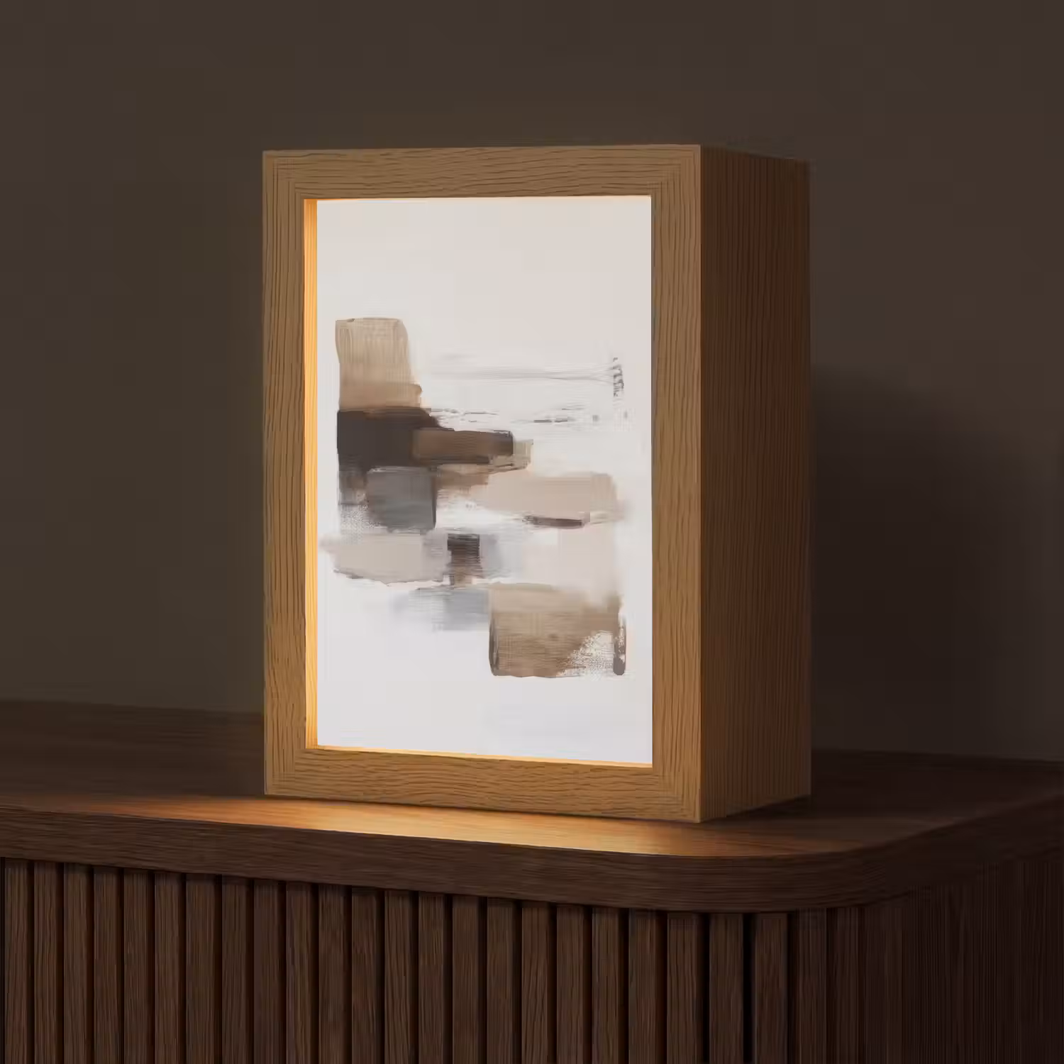 Penseelstreken - Balans - Beige - Bruin Light Box met kabel (Tafellamp) klein -z3d_website