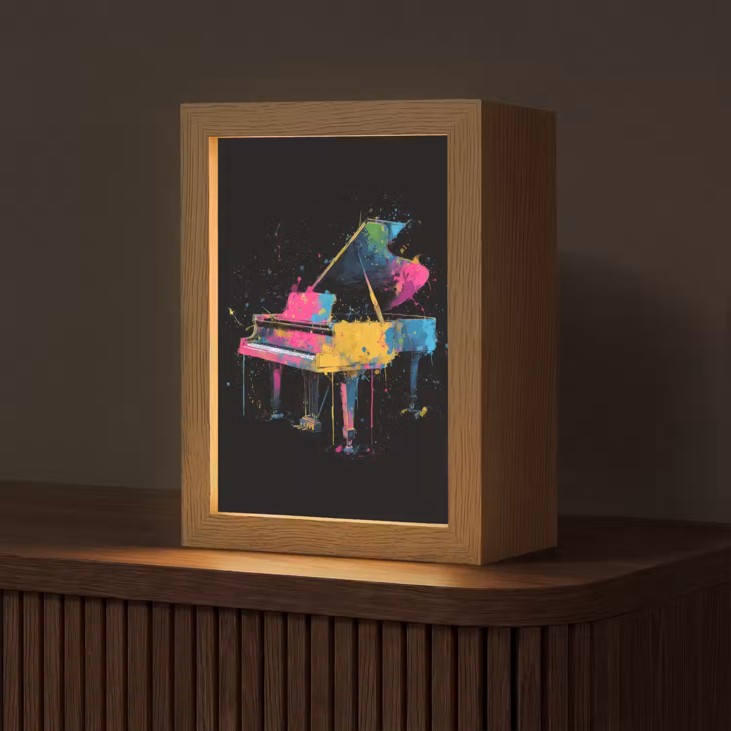 Piano - Kleurrijk - Verf - Modern Light Box met kabel (Tafellamp) klein -z3d_website