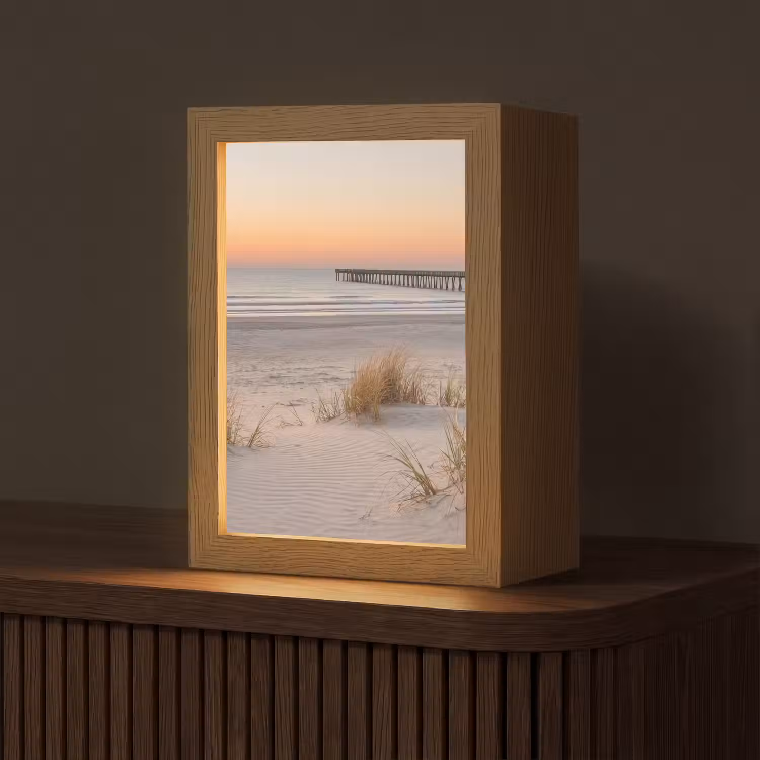 Pier - Zonsondergang - Strand Light Box met kabel (Tafellamp) klein -z3d_website
