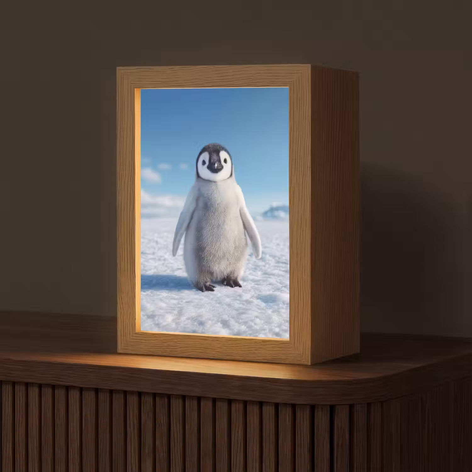 Pinguïn - Sneeuw - Landschap - Wit Light Box met kabel (Tafellamp) klein -z3d_website