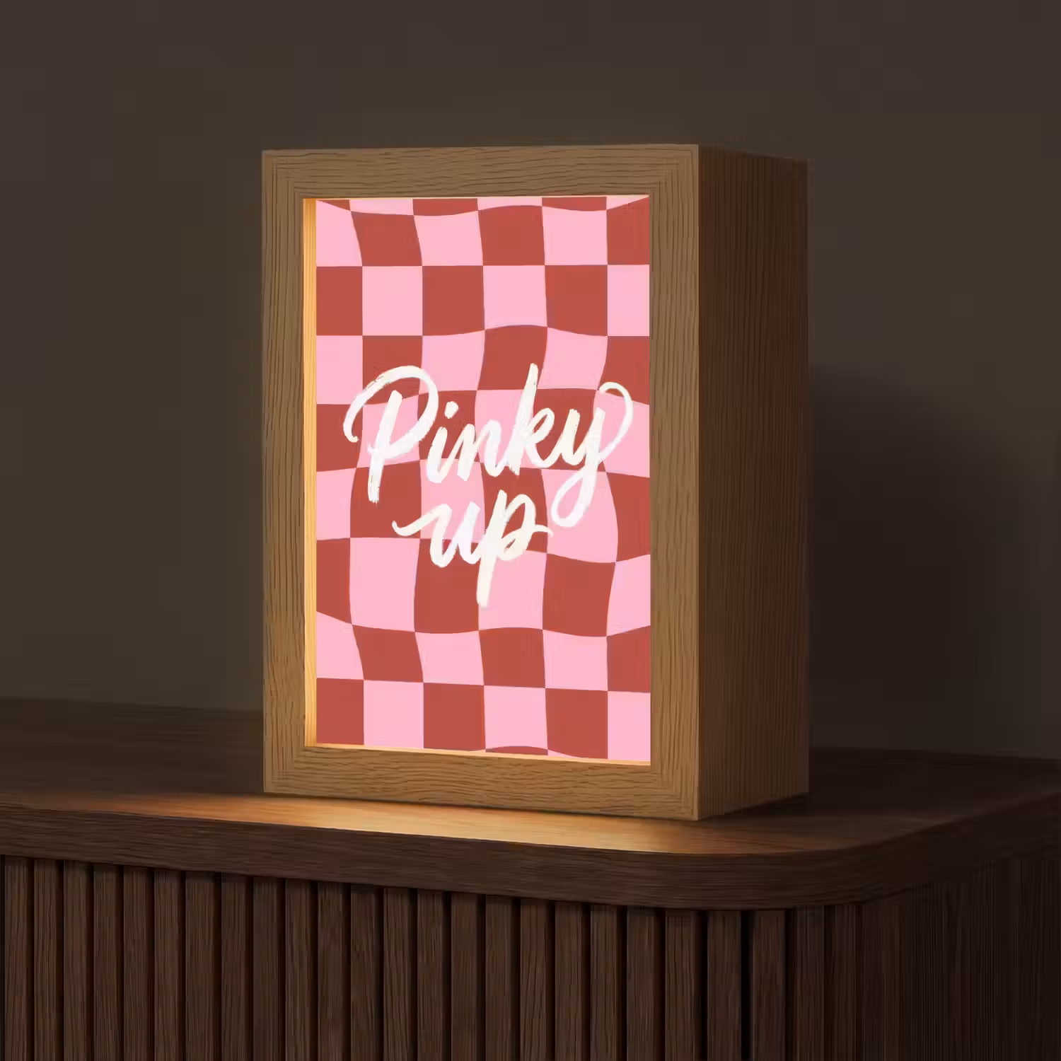 Pinky up - Geblokt - Bordeauxrood Light Box met kabel (Tafellamp) klein -z3d_website