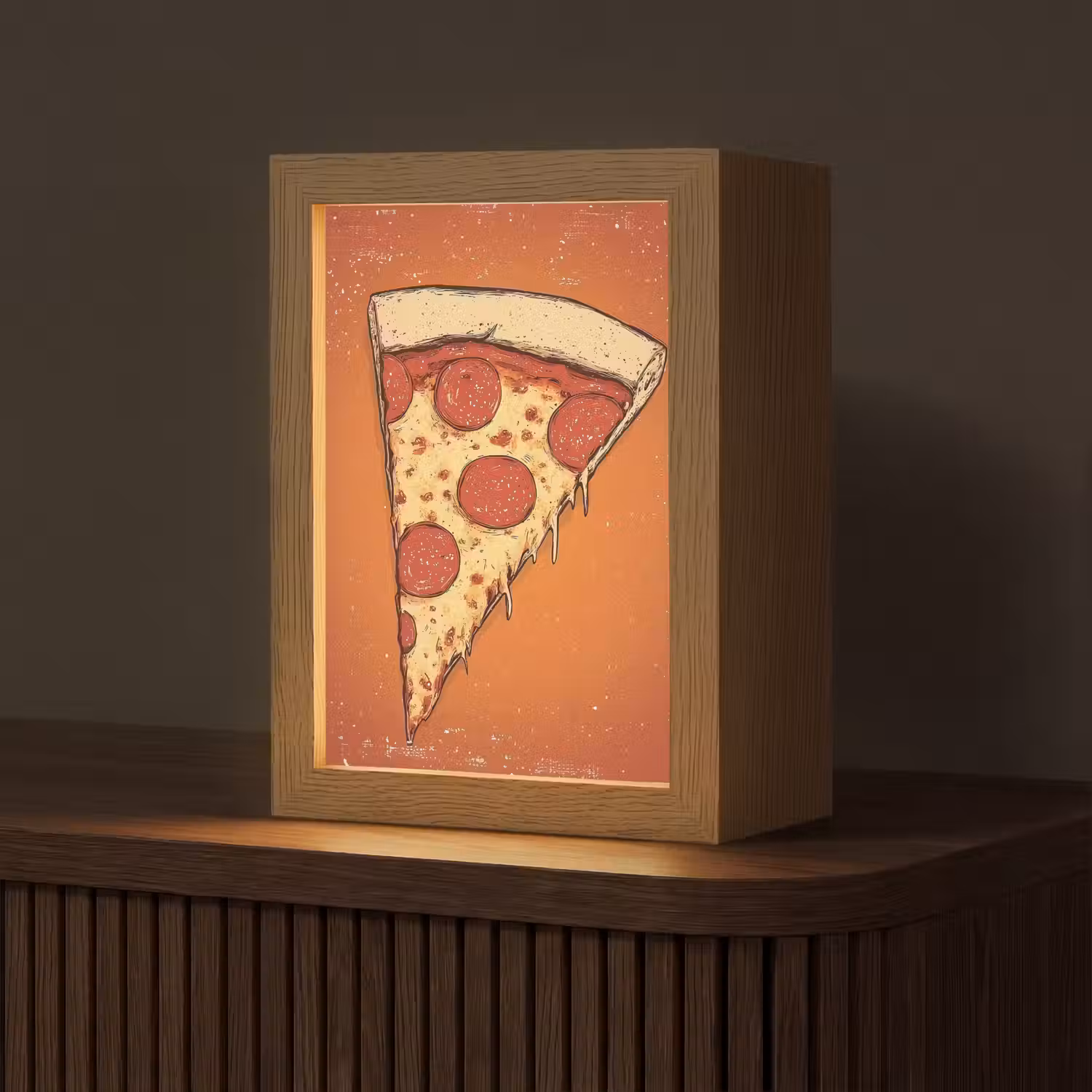 Pizza - Kaas - Rood - Pepperoni Light Box met kabel (Tafellamp) klein -z3d_website