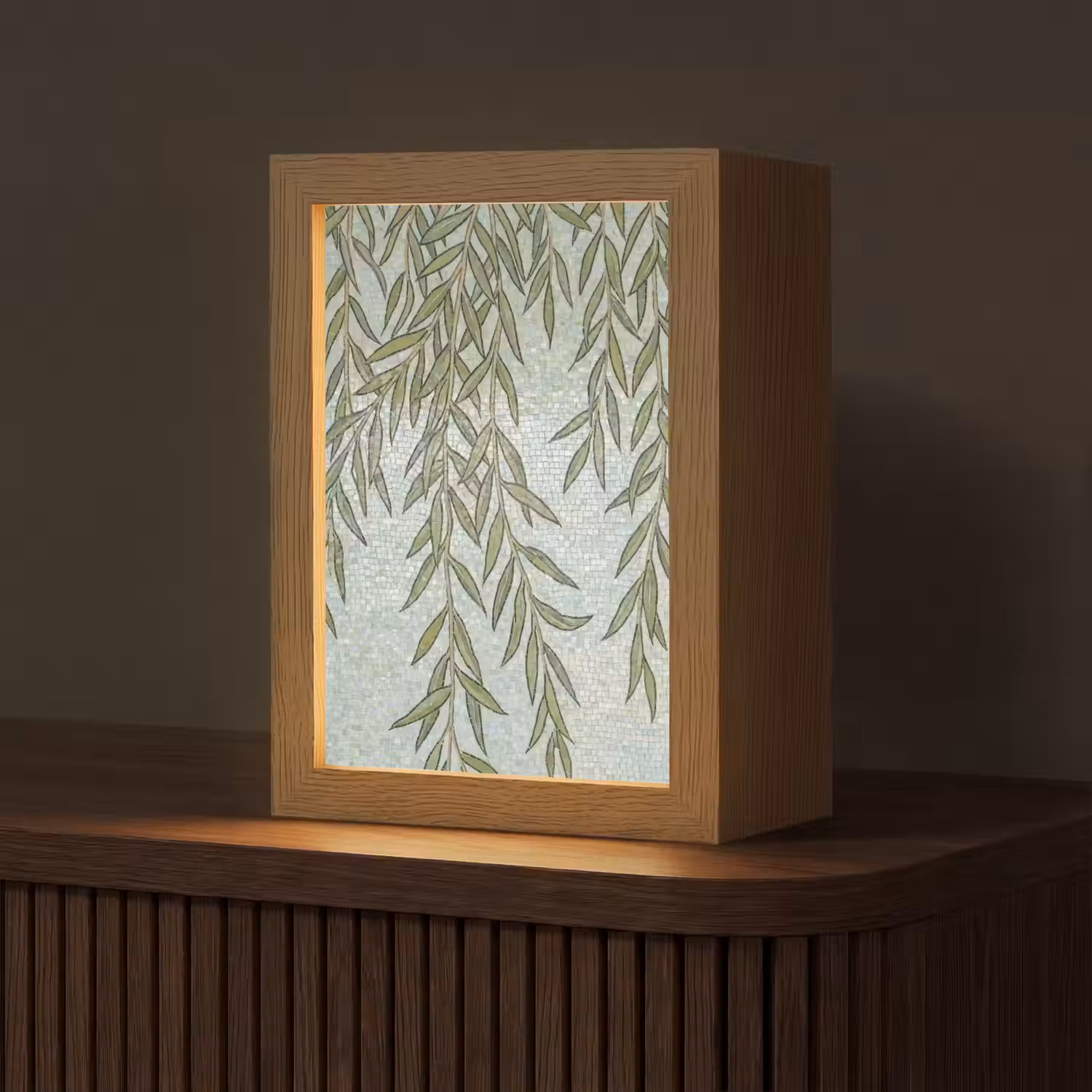 Planten - Mozaïek - Patroon - Groen - Blauw Light Box met kabel (Tafellamp) klein -z3d_website