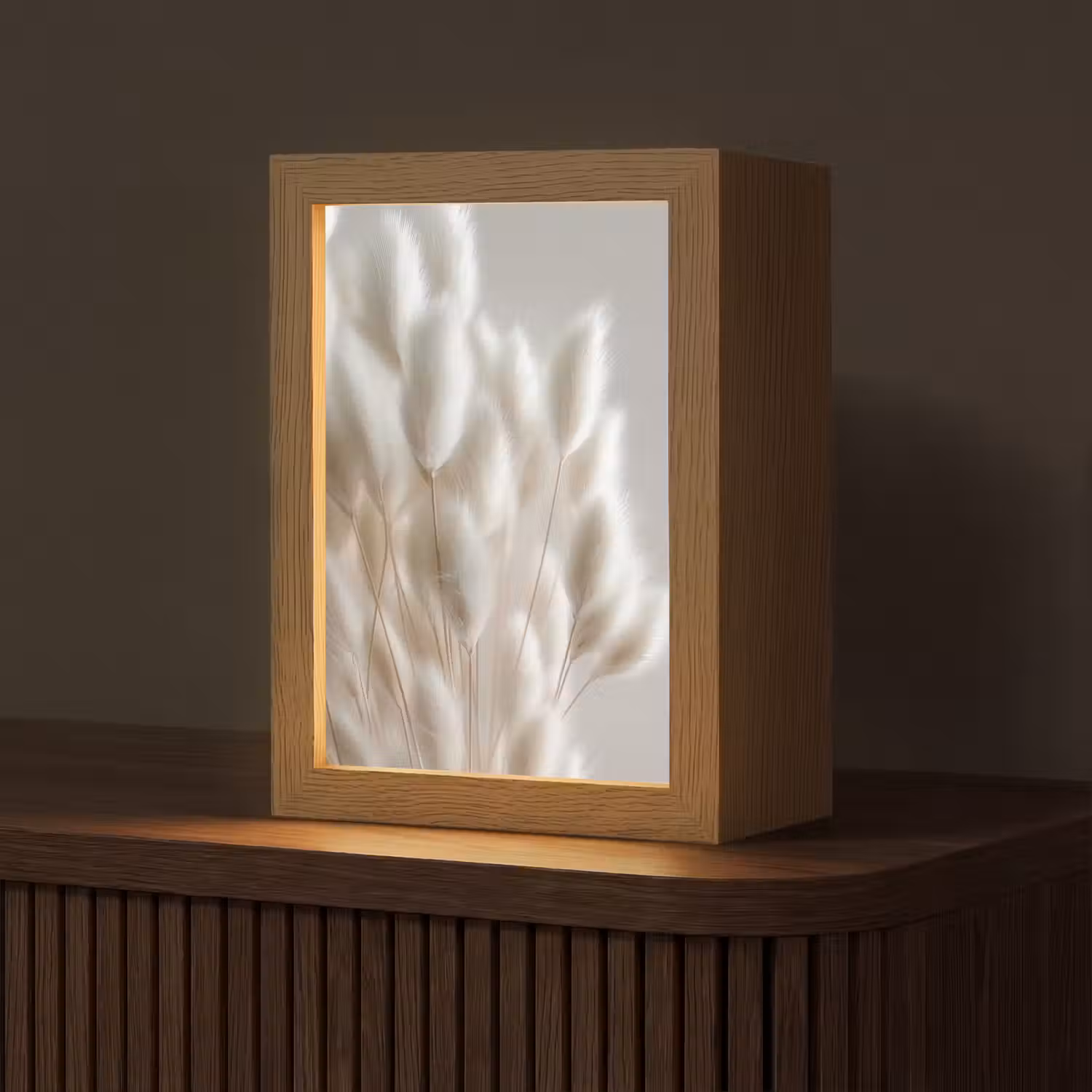 Pluimen - Beige - Minimalistisch Light Box met kabel (Tafellamp) klein -z3d_website
