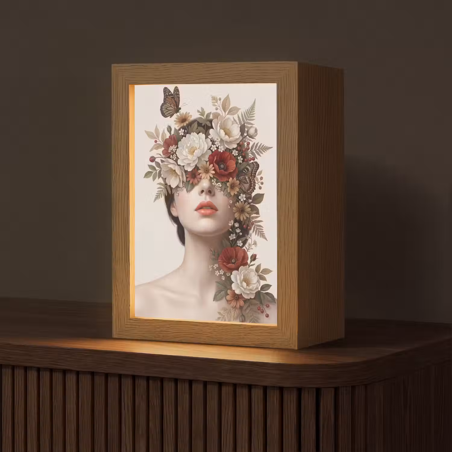 Portret - Bloemen - Cremé Light Box met kabel (Tafellamp) klein -z3d_website
