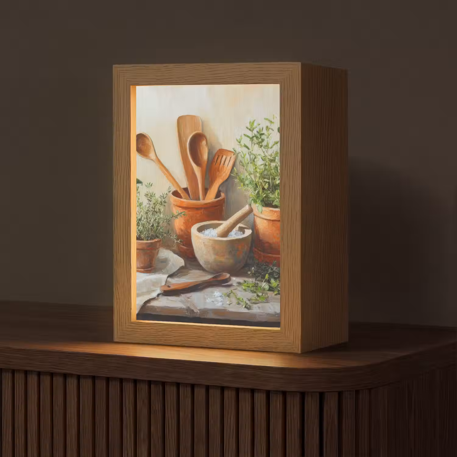 Potten - Kruiden - Hout Light Box met kabel (Tafellamp) klein -z3d_website