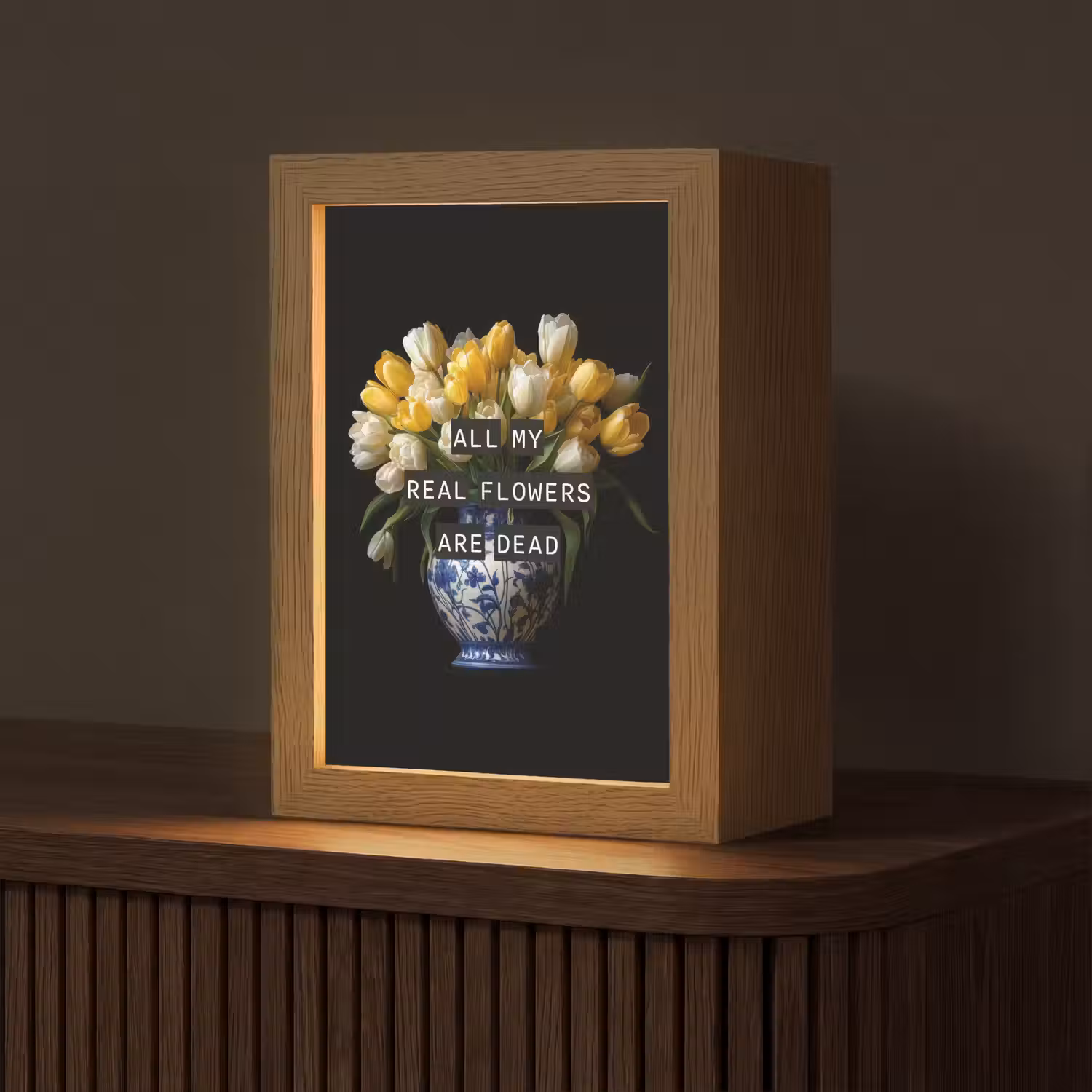 Quotes - Bloem - Tulp - Geel Light Box met kabel (Tafellamp) klein -z3d_website