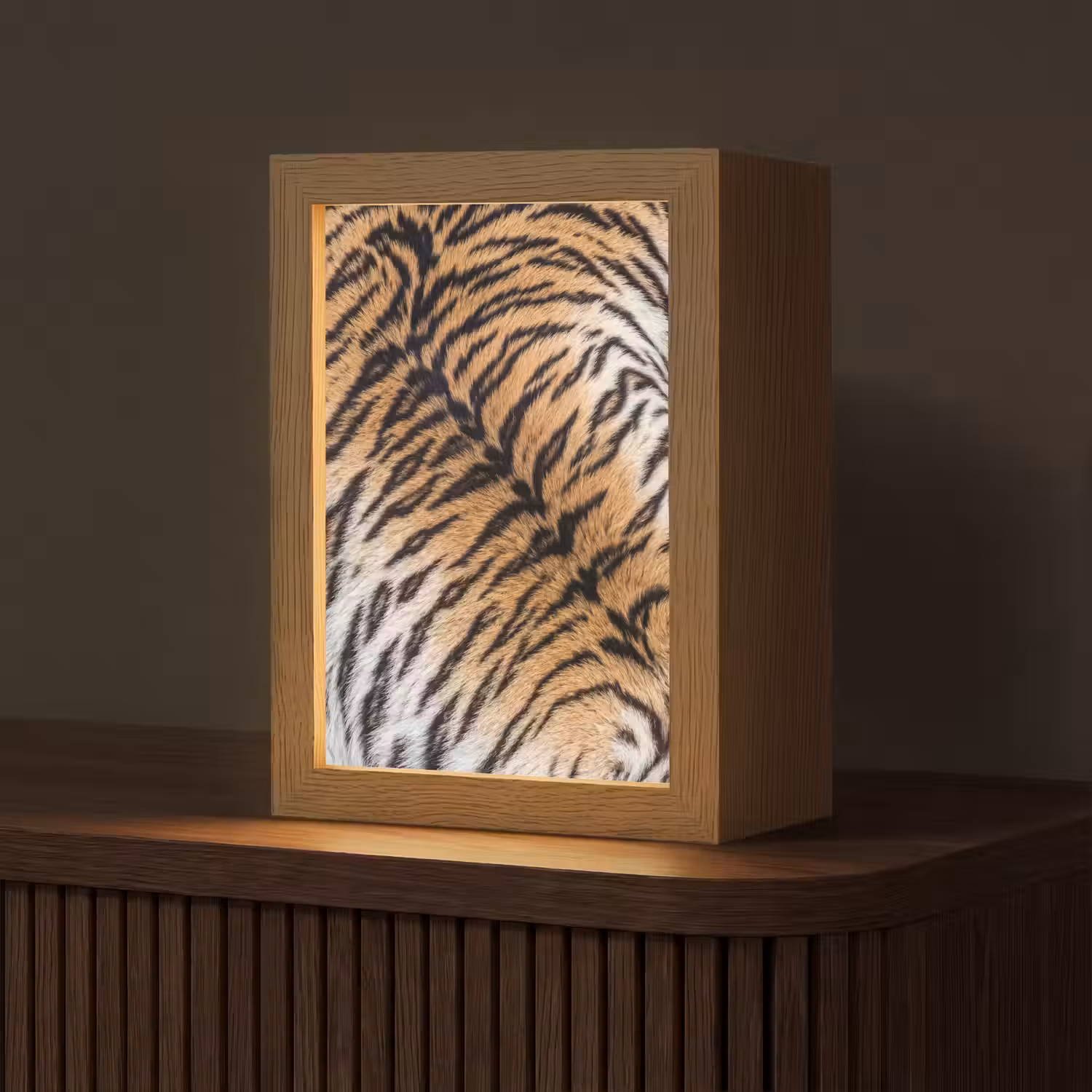 Realistisch - Tijgervacht - Zwart Light Box met kabel (Tafellamp) klein -z3d_website