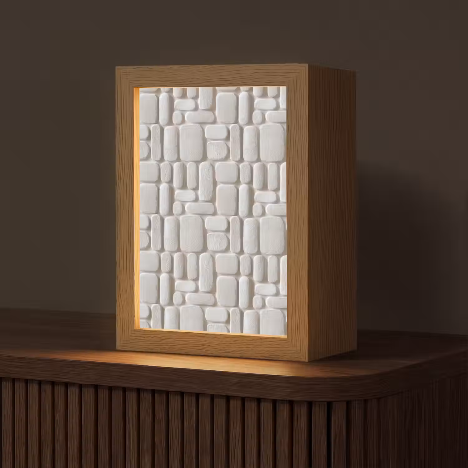 Reliëf - Structuur - Wit Light Box met kabel (Tafellamp) klein 925 -z3d_website