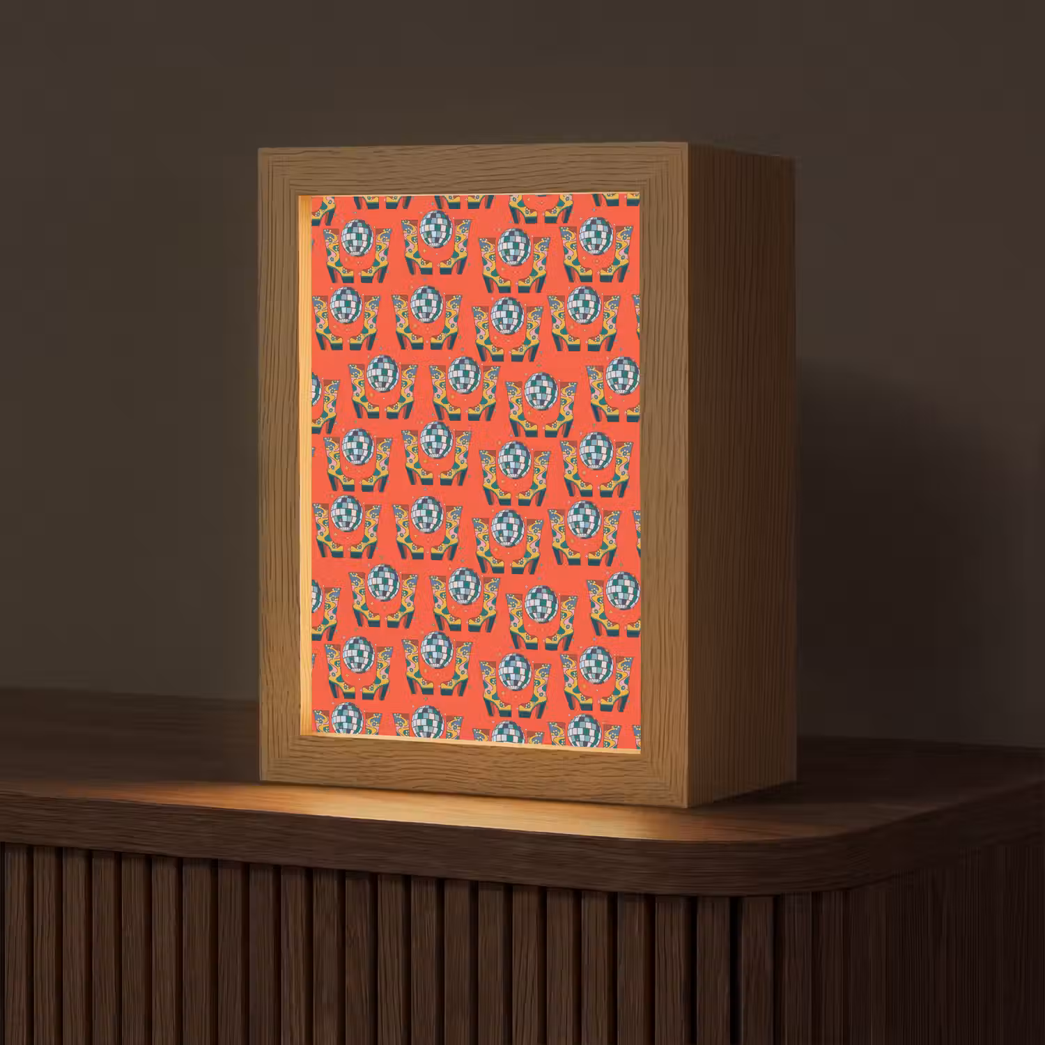 Rood - Disco - Patroon Light Box met kabel (Tafellamp) klein 925 -z3d_website
