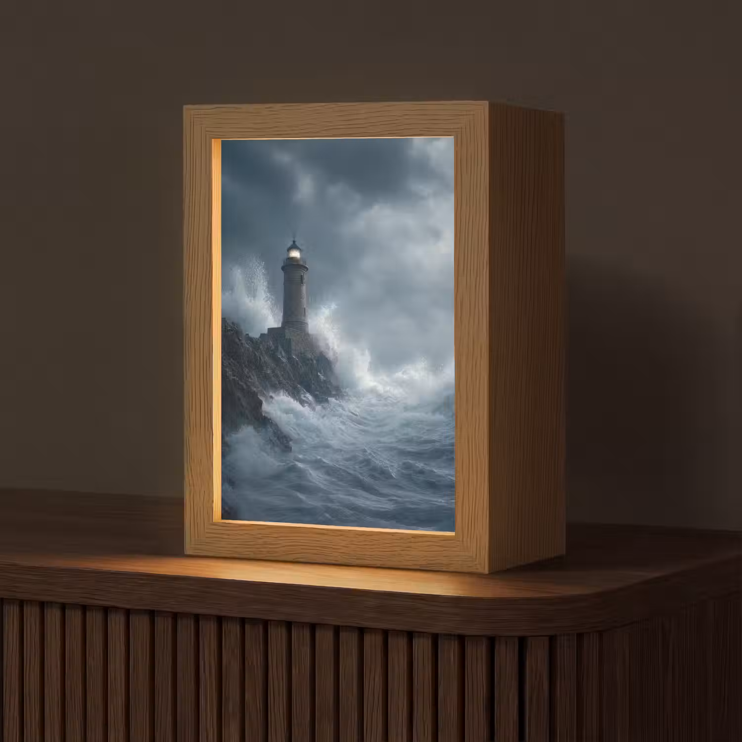 Rotsen - Vuurtoren - Golven - Klliffen Light Box met kabel (Tafellamp) klein -z3d_website