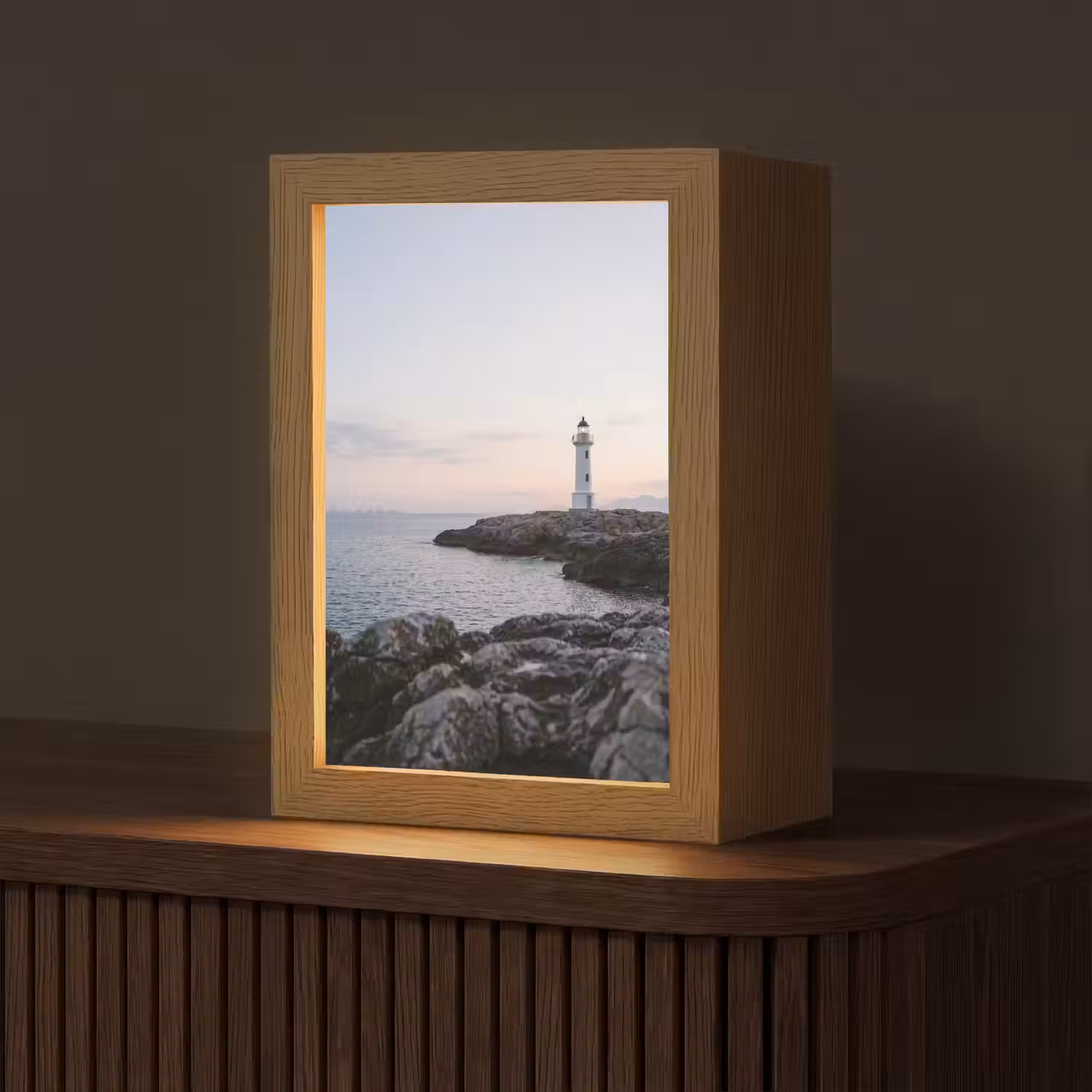 Rotsen - Vuurtoren - Wit Light Box met kabel (Tafellamp) klein -z3d_website