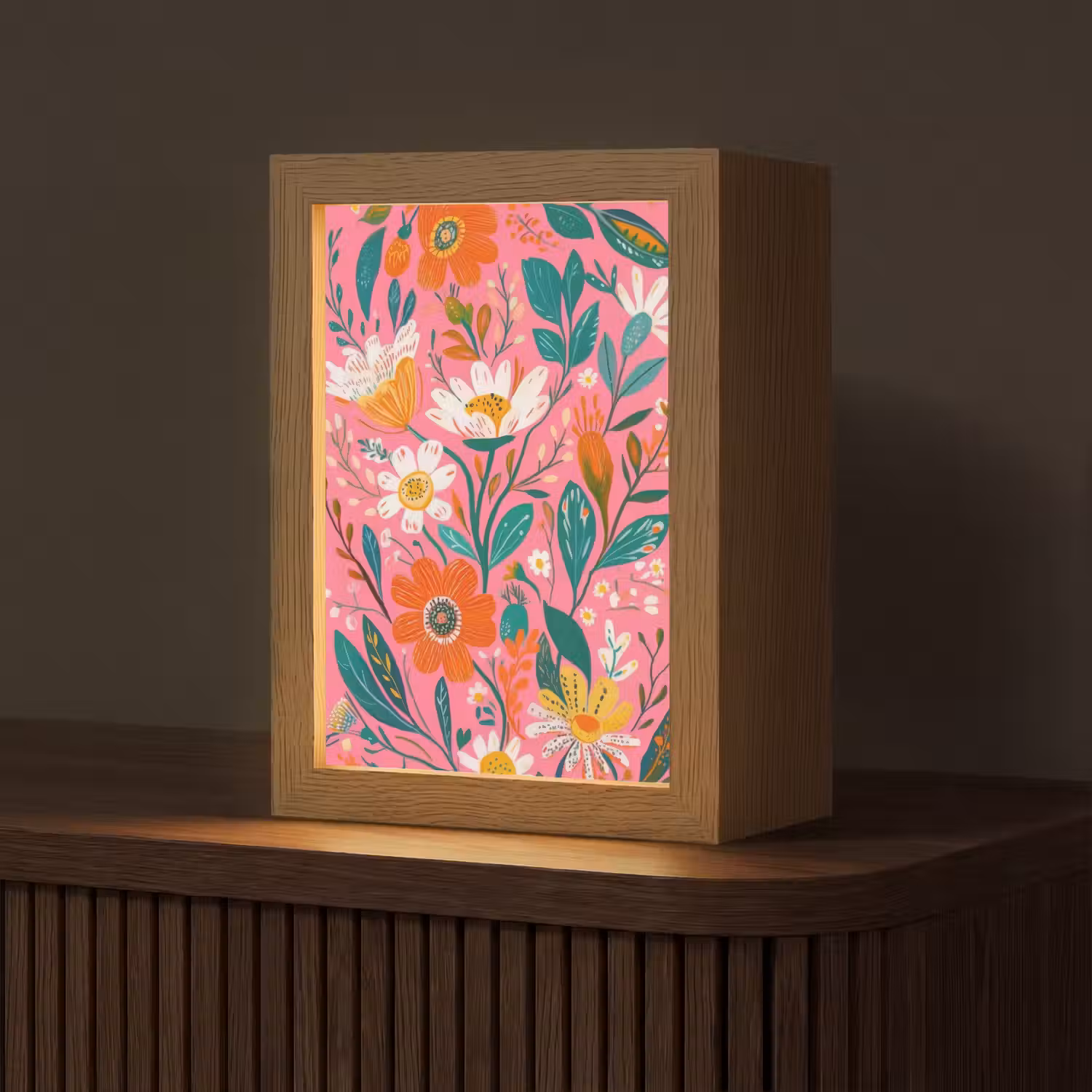 Roze - Bloemen - Wit - Oranje Light Box met kabel (Tafellamp) klein -z3d_website
