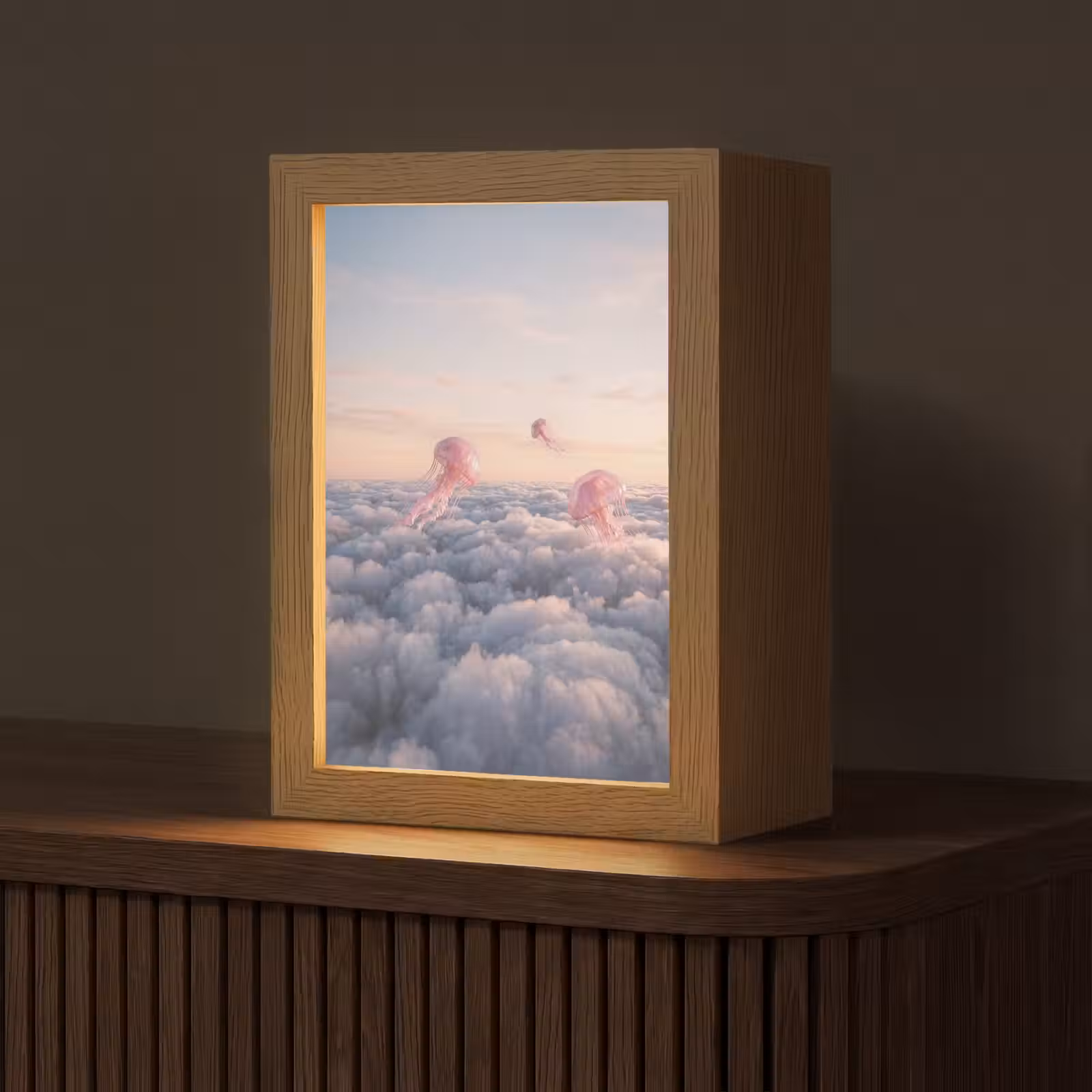 Tafellamp - Roze dier - Wolken - Roze dier - Wolken Light Box met kabel (Tafellamp) klein