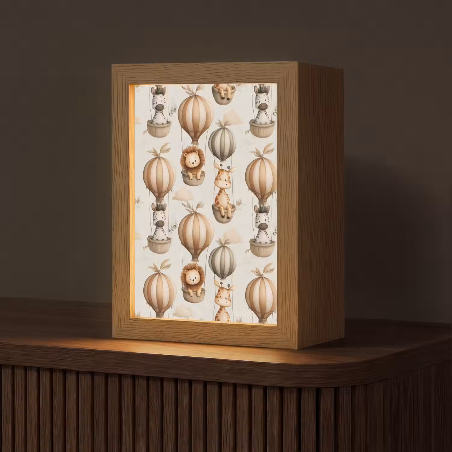 Safari - Luchtballonen - Taupe Light Box met kabel (Tafellamp) klein 925 -z3d_website