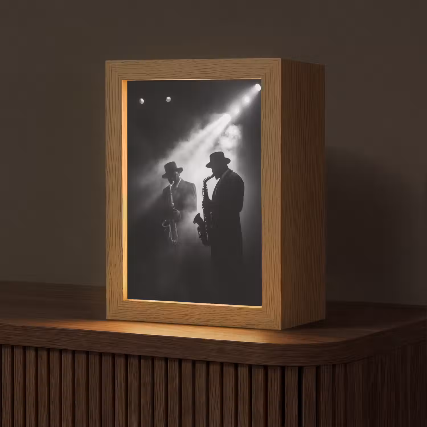 Saxofonisten - Hoeden - Rook - Licht Light Box met kabel (Tafellamp) klein -z3d_website