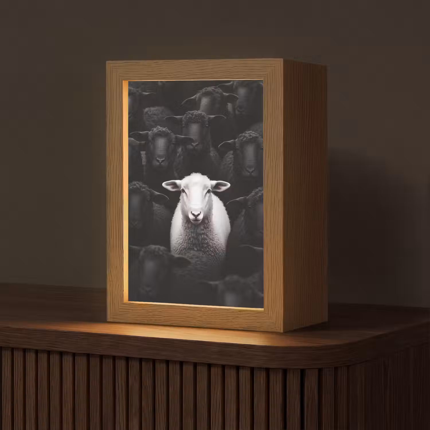 Schapen - Wit - Duisternis Light Box met kabel (Tafellamp) klein -z3d_website