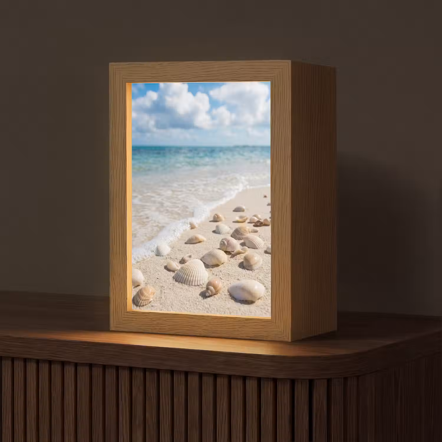 Schelpen - Strand - Natuur - Beige Light Box met kabel (Tafellamp) klein -z3d_website
