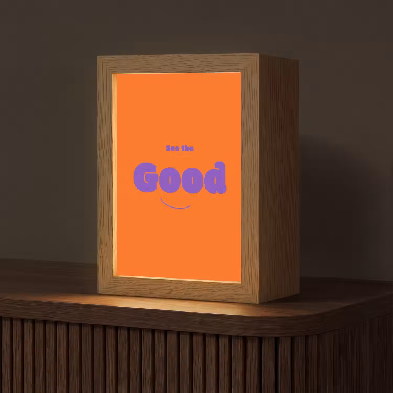 See the good - Paars - Oranje - Smiley Light Box met kabel (Tafellamp) klein -z3d_website