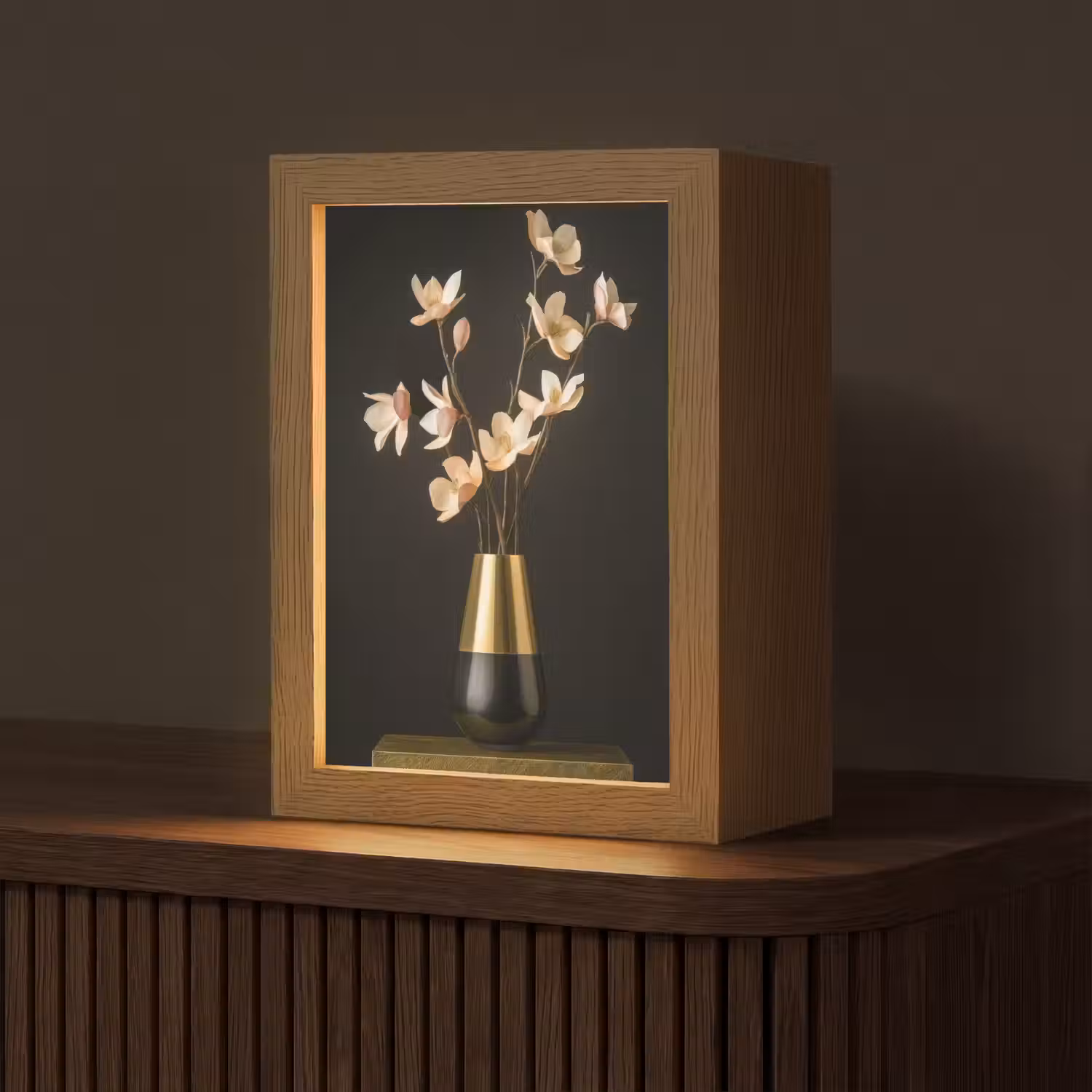 Sierlijk - Boeket - Goud - Vaas Light Box met kabel (Tafellamp) klein -z3d_website
