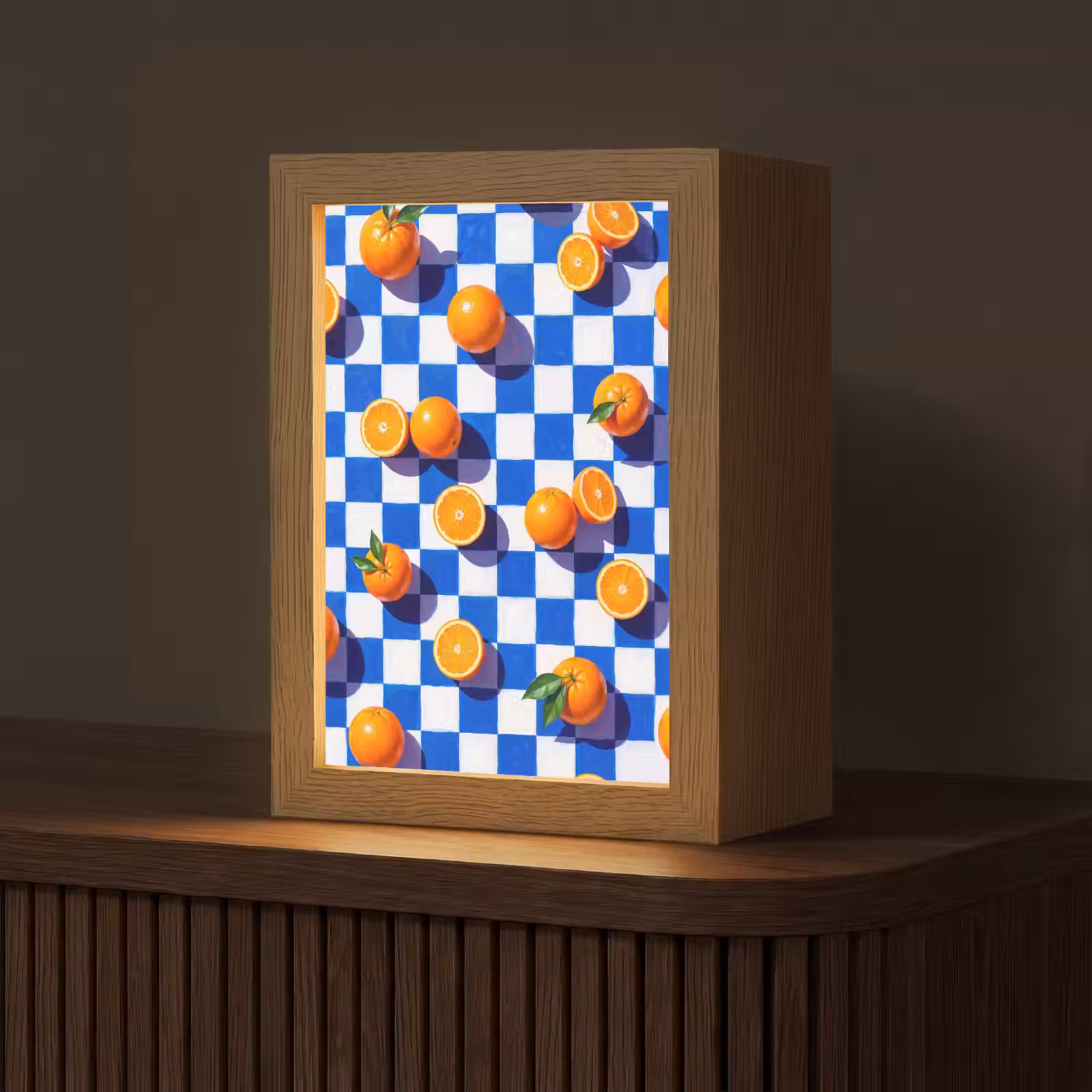Tafellamp - Sinaasappel - Geruit - Eten - Sinaasappel - Geruit - Eten Light Box met kabel (Tafellamp) klein