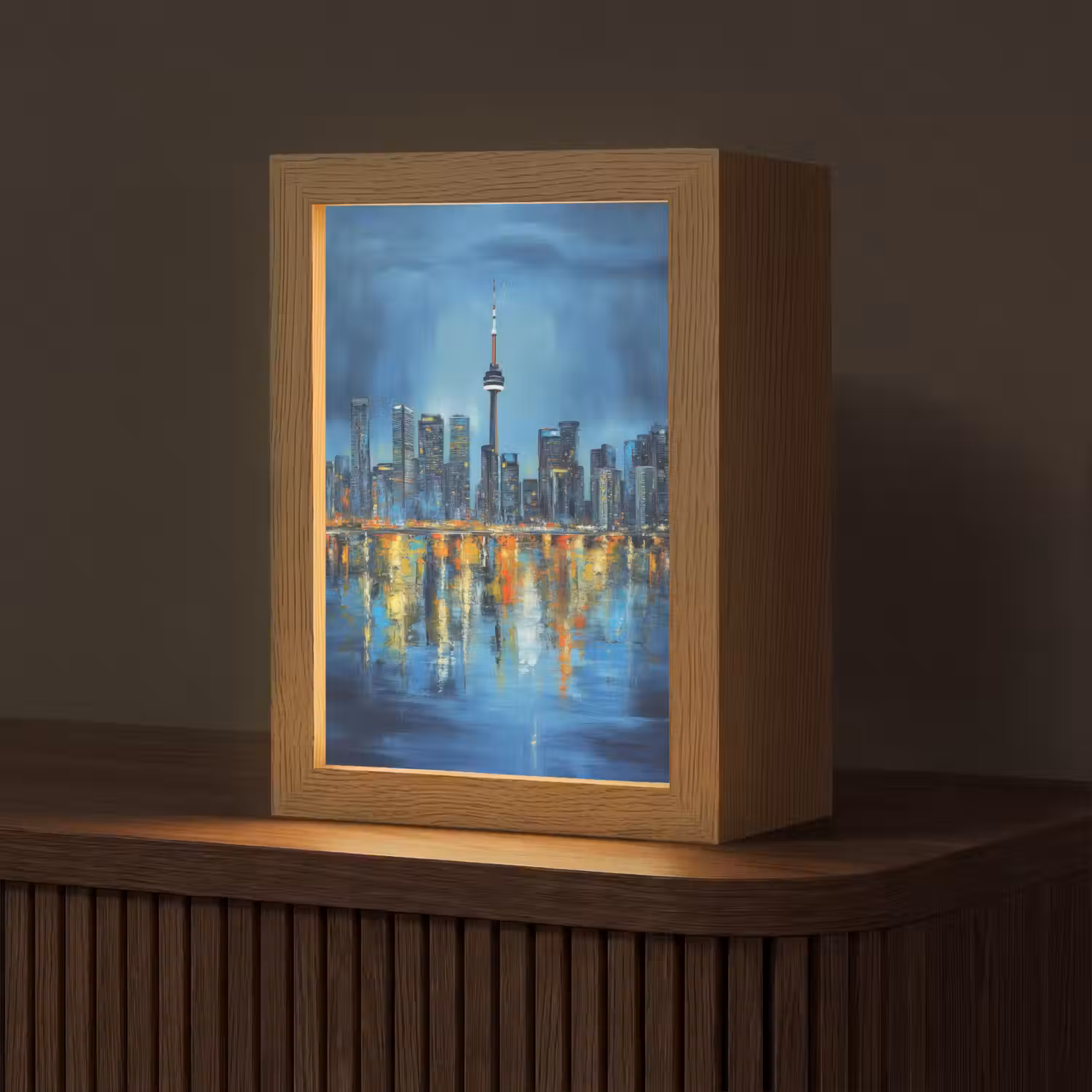 Skyline Toronto - Water - Stadslichten - Toren Light Box met kabel (Tafellamp) klein -z3d_website