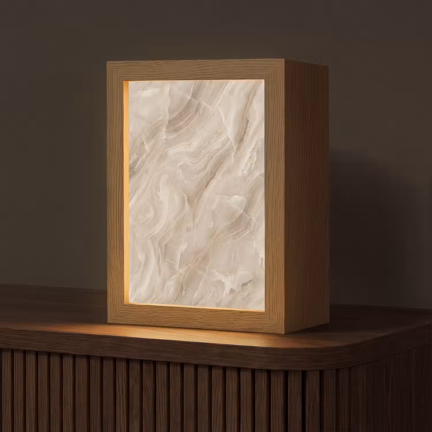 Steen - Golvend - Abstract - Beige Light Box met kabel (Tafellamp) klein -z3d_website