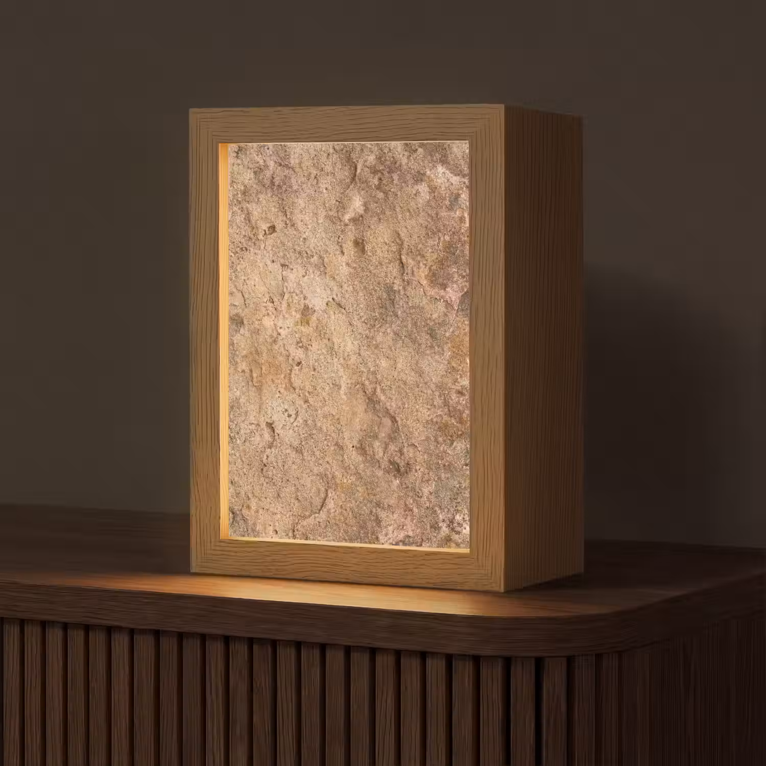 Steen - Natuur - Textuur - Abstract - Bruin Light Box met kabel (Tafellamp) klein -z3d_website
