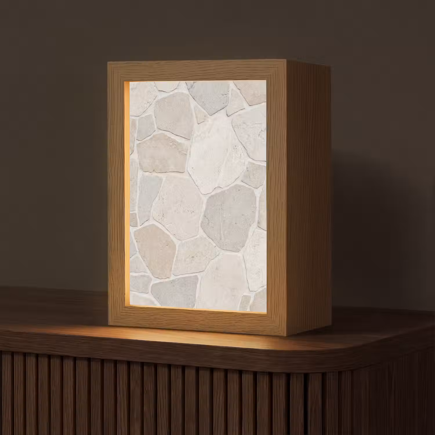 Steen - Patroon - Textuur - Beige Light Box met kabel (Tafellamp) klein -z3d_website