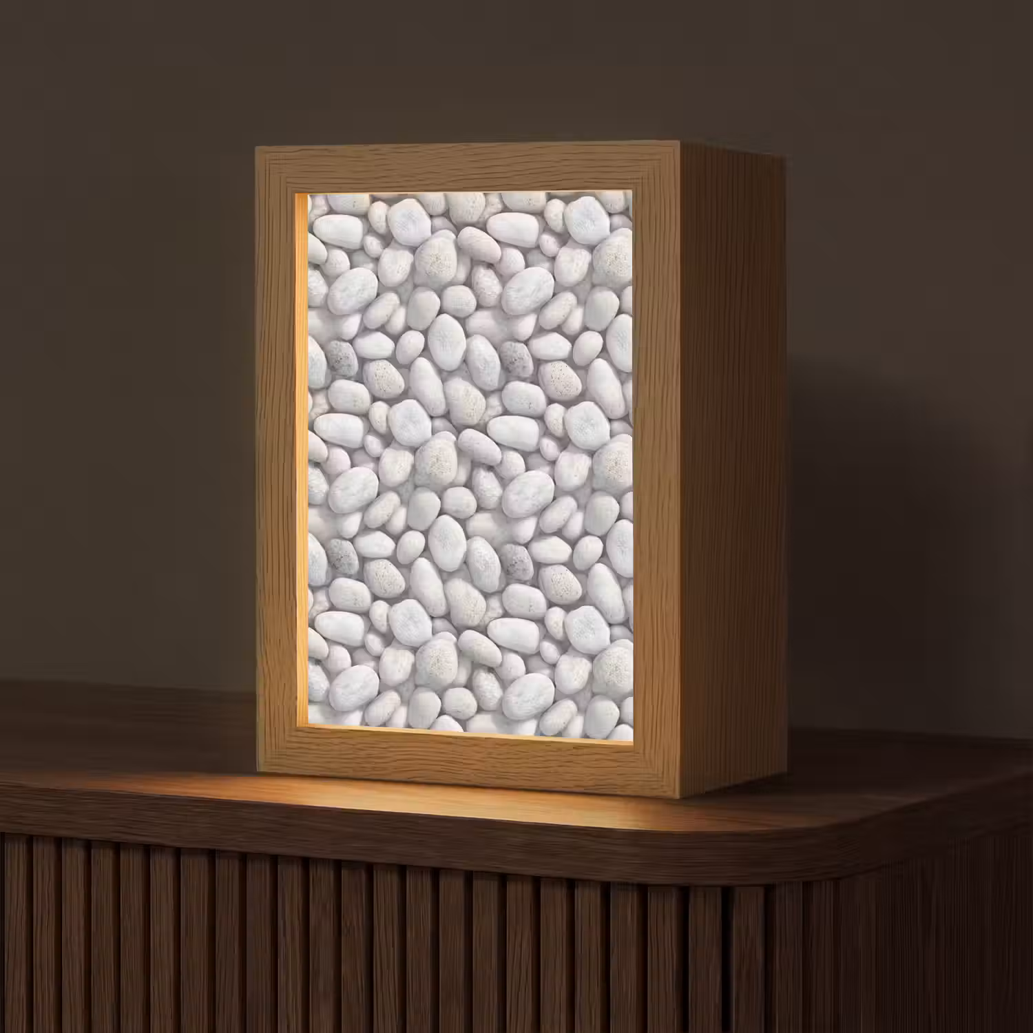 Steentjes - Grijs - Ovaal Light Box met kabel (Tafellamp) klein 925 -z3d_website