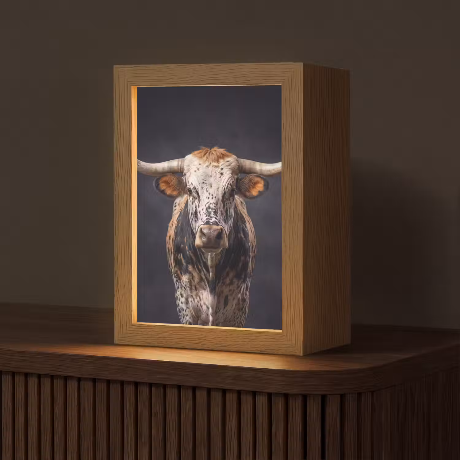 Stier - Kleurrijk - Hoorns Light Box met kabel (Tafellamp) klein -z3d_website