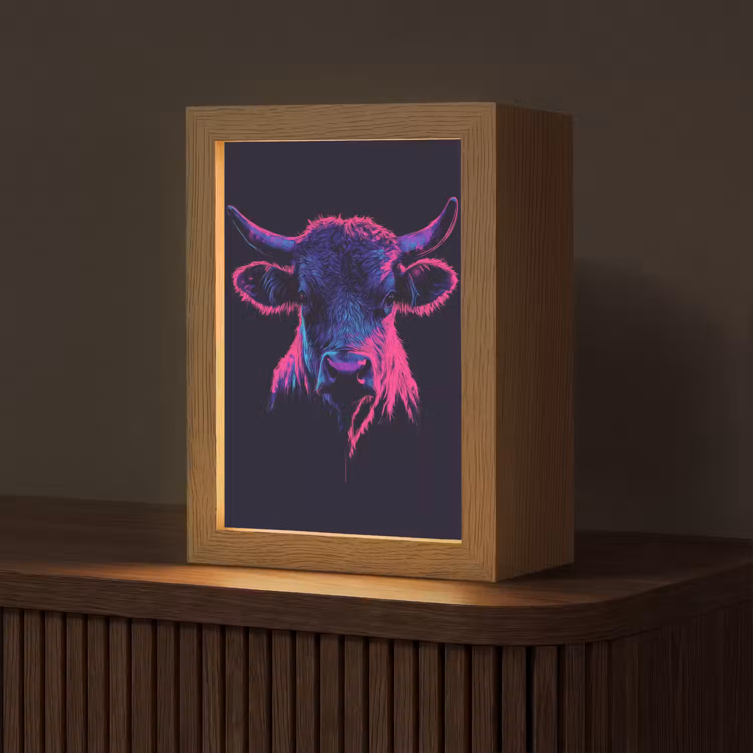 Stier - Neon - Zwart - Kleur Light Box met kabel (Tafellamp) klein -z3d_website