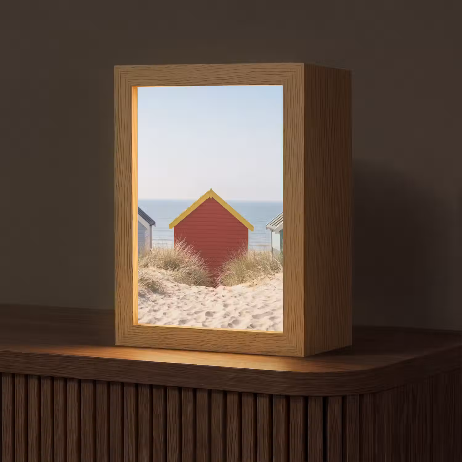 Strand - Huisjes - Kleurrijk - Duinen Light Box met kabel (Tafellamp) klein -z3d_website