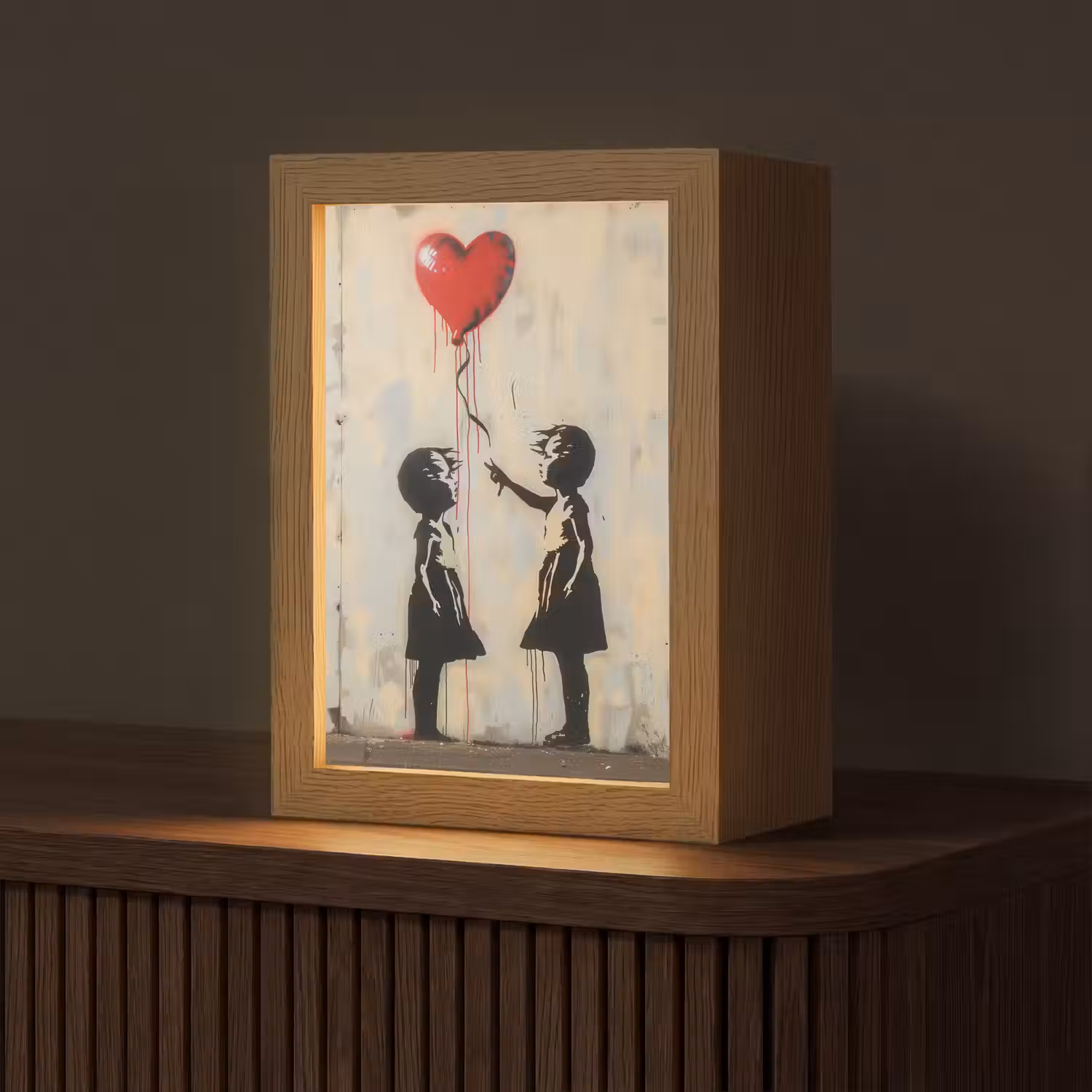 Street art - Banksy - Ballon - Graffiti - Hart Light Box met kabel (Tafellamp) klein -z3d_website