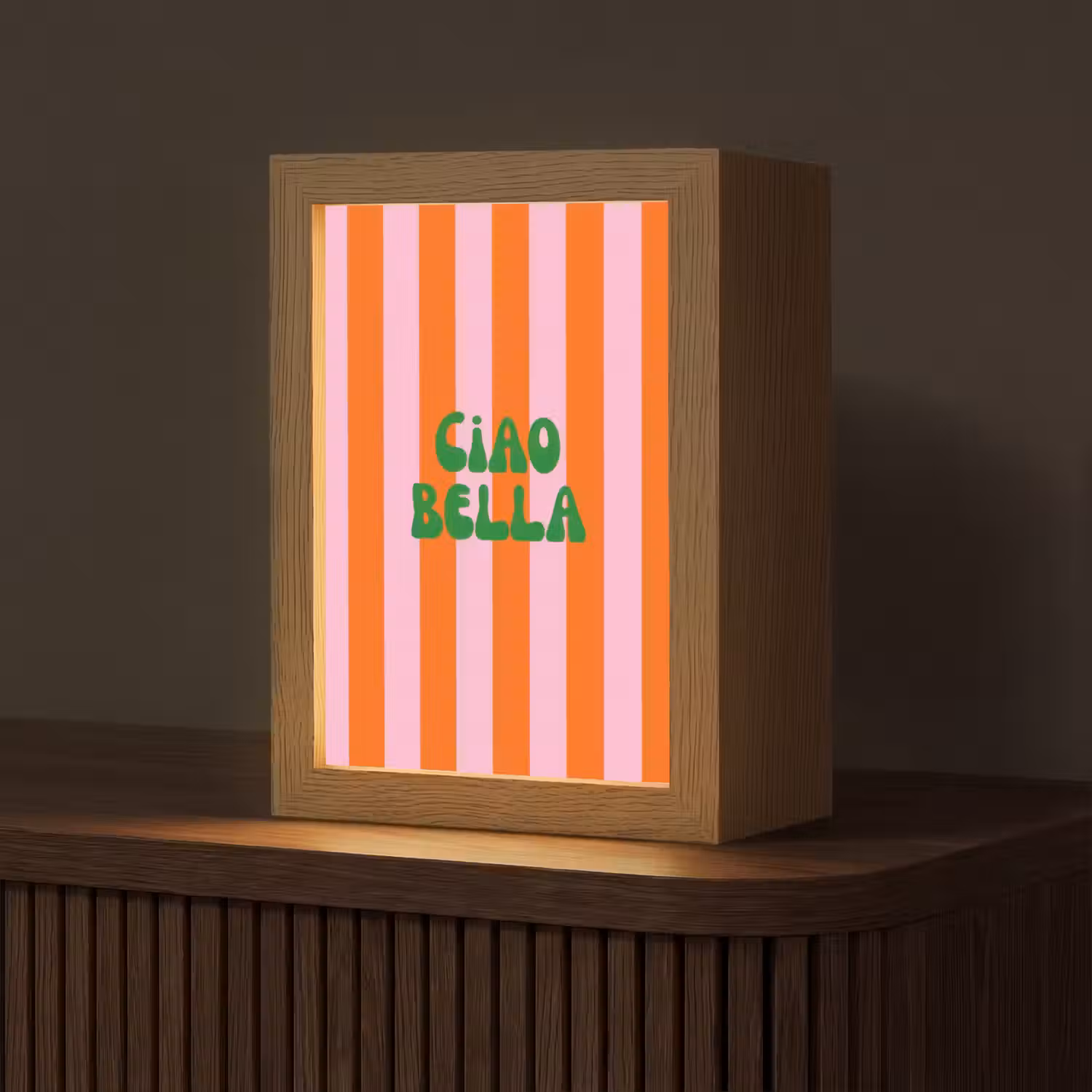 Strepen - Oranje - Verticaal - Ciao bella Light Box met kabel (Tafellamp) klein -z3d_website