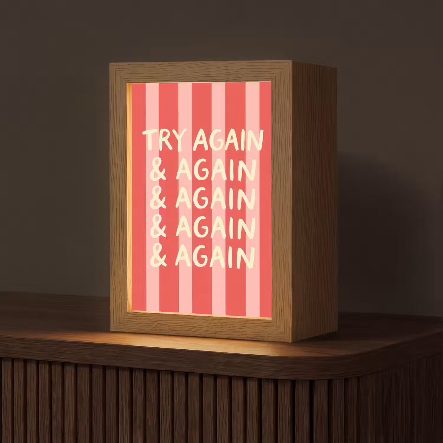 Strepen - Rood - Try again Light Box met kabel (Tafellamp) klein -z3d_website