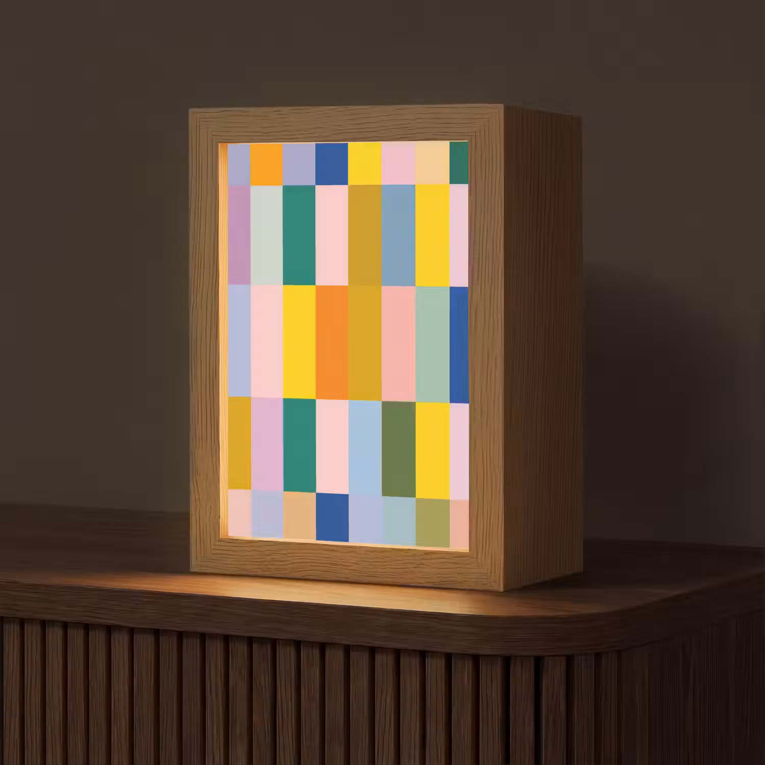 Stroken - Blauw - Patroon - Abstract Light Box met kabel (Tafellamp) klein -z3d_website