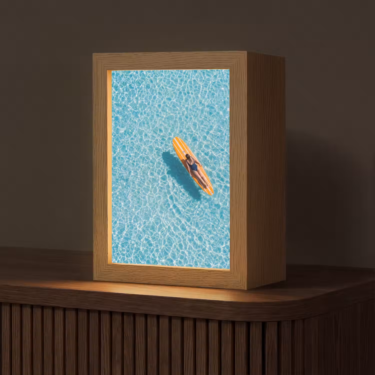 Surfboard - Water - Badpak - Oranje Light Box met kabel (Tafellamp) klein -z3d_website