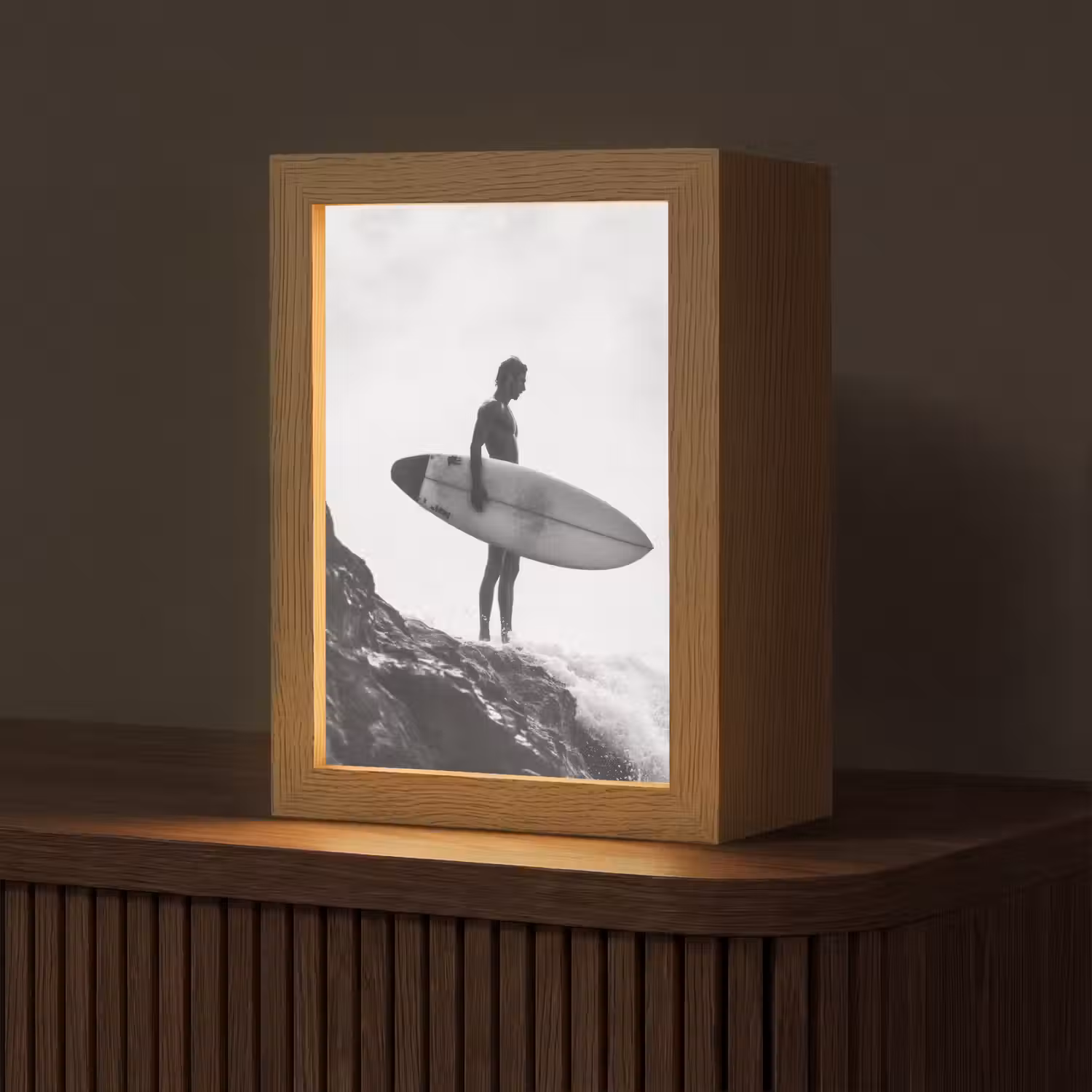 Surfer - Rots - Oceaan - Golven Light Box met kabel (Tafellamp) klein -z3d_website