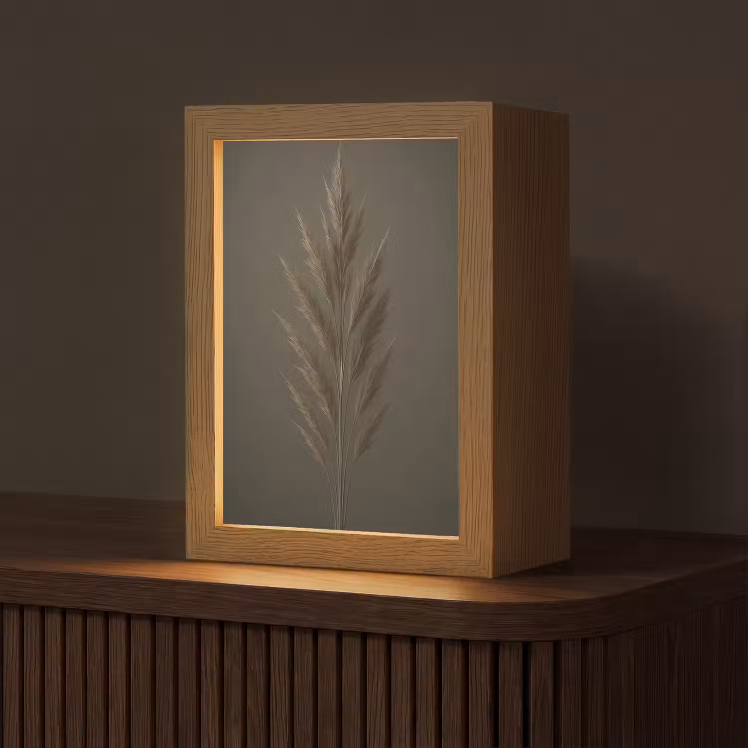 Tak - Pluimgras - Donkerbruin Light Box met kabel (Tafellamp) klein -z3d_website